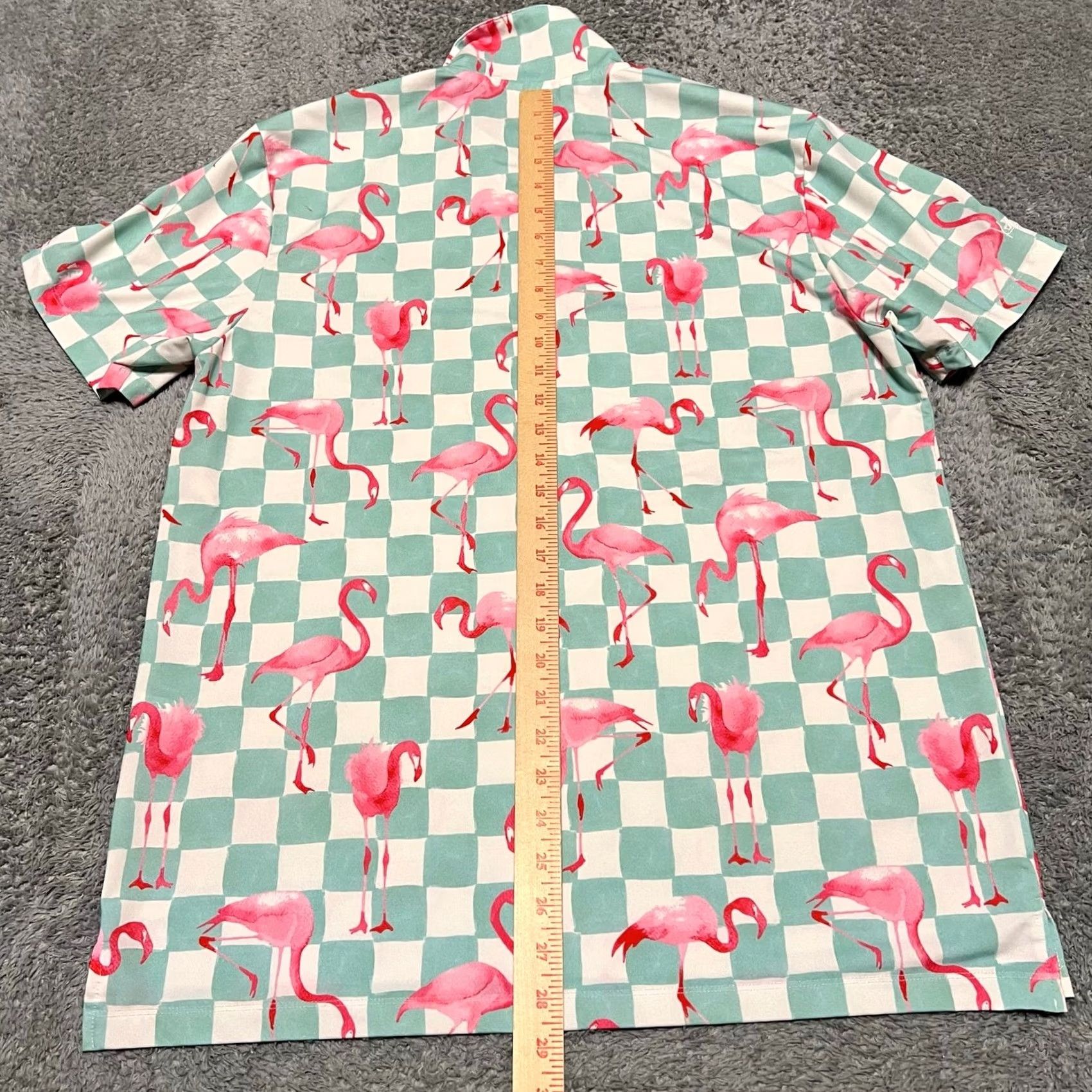 Vintage Kenny Flowers Polo Shirt Mens Large Flamingo Checkered White Green Everyday L Regular Men Green Flamingo Polo Shirt Size US L / EU 52-54 / 3 - 7 Thumbnail