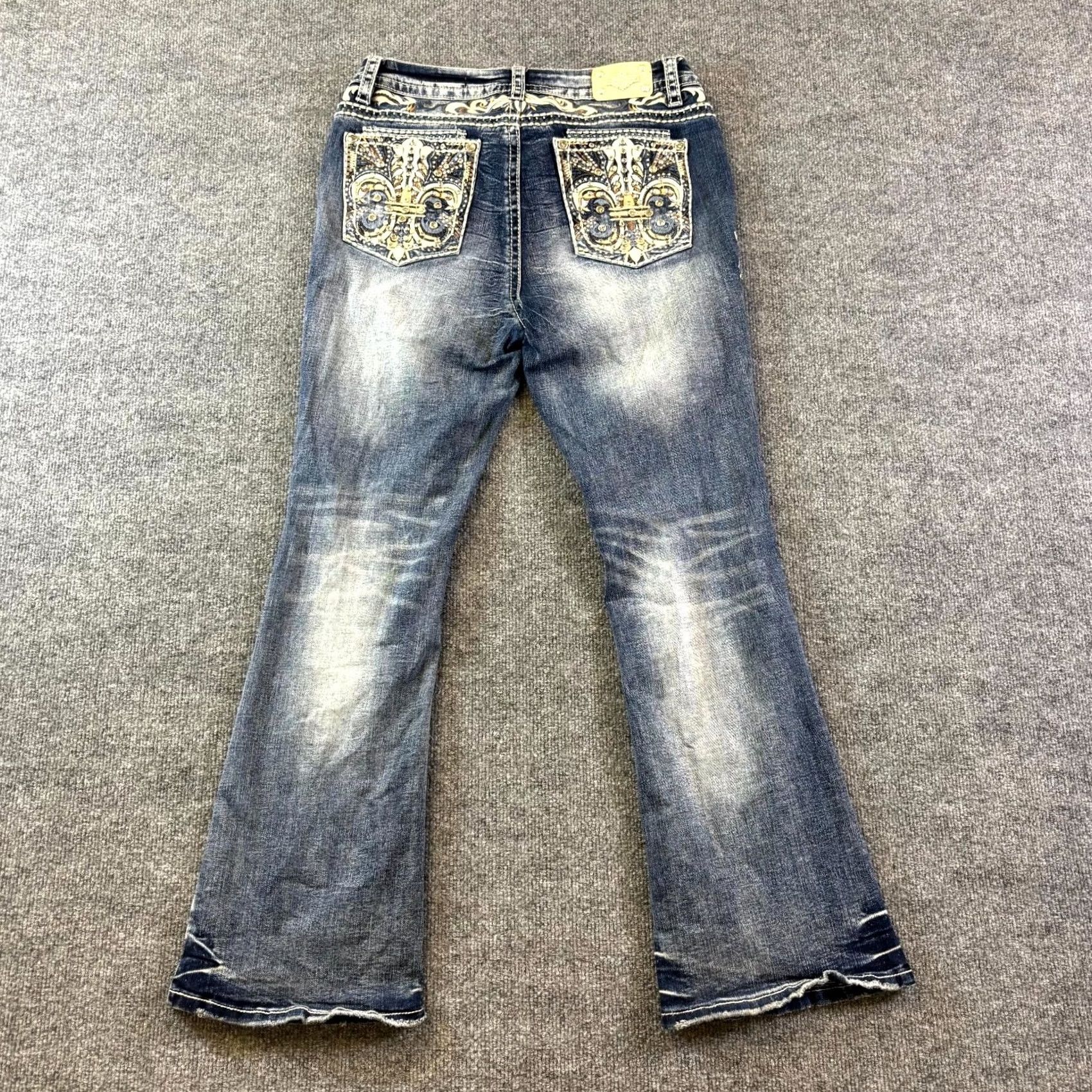 Denime Sexy Couture Jeans Women Bootcut Blue 13 Denim Rhinestone Pockets Western 5-Pocket Regular Cotton Slim Fit Mens Womens Boys Girls Size 34" / US 12 / IT 48 - 2 Thumbnail