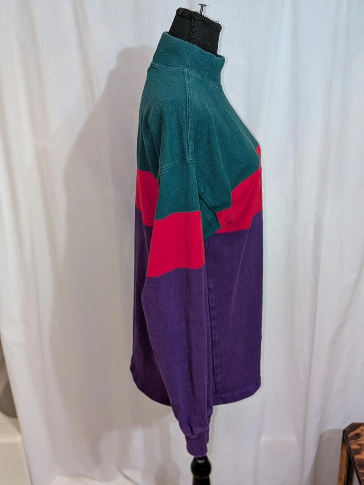 L.L. Bean Vtg 90s LL Bean Heavy Mock Neck Striped Long Sleeved Shirt M Size US M / EU 48-50 / 2 - 6 Thumbnail