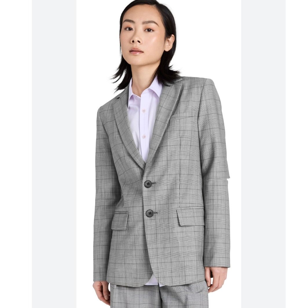 Tibi TIBI Marlon Cutout Checked Grain De Poudre Blazer size 4 J1 Size S / US 4 / IT 40 - 1 Thumbnail