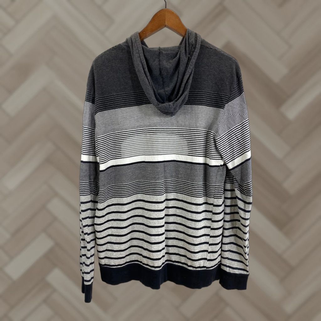Vintage Swift Sportswear Long Sleeve Hoodie Striped Size L Mens Pullover Lightweight Black/White/Gray Size US L / EU 52-54 / 3 - 1 Thumbnail