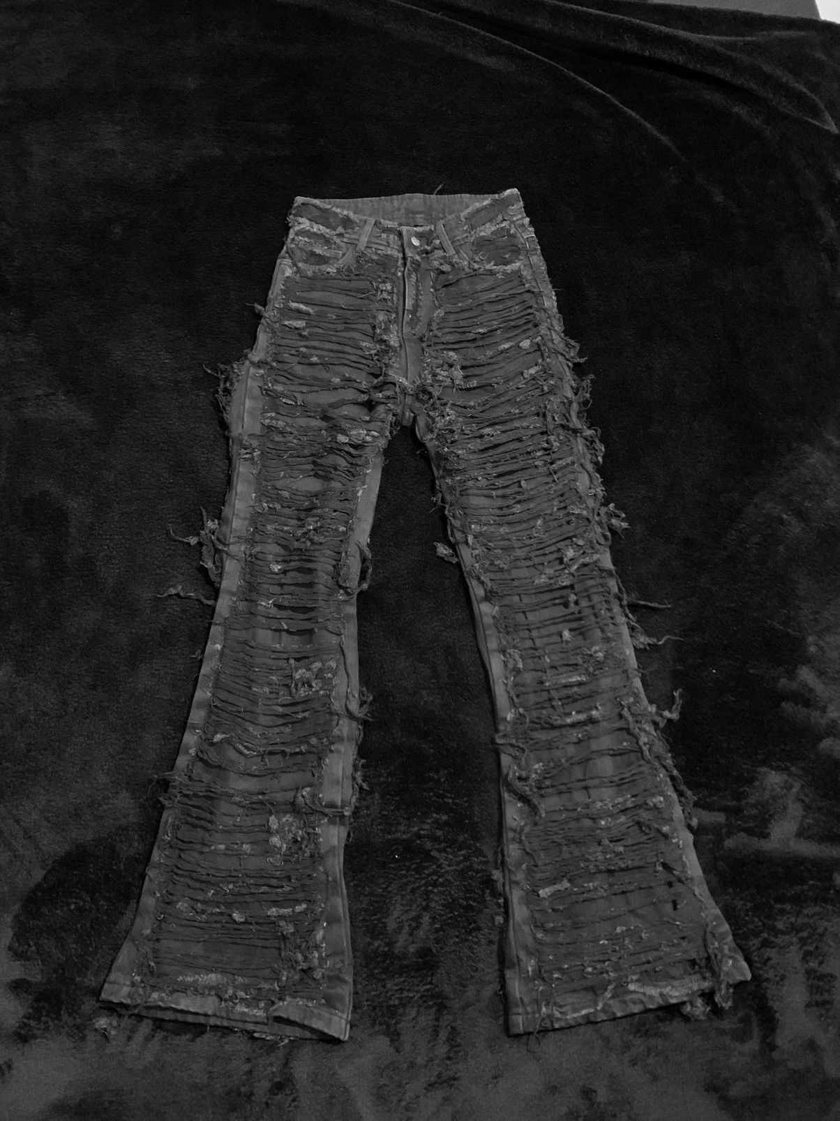 image of Corporate World Distressed Crest Flared Denim in Black, Men's (Size 28)