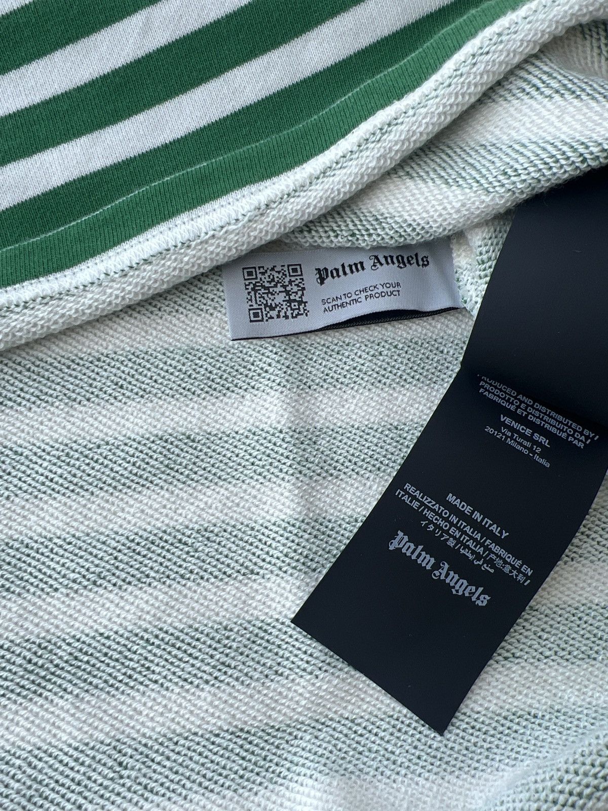 Palm Angels Palm Angels Bear Stripes Breton Long-SleeveTee 'Green/White' Size US XXL / EU 58 / 5 - 2 Thumbnail