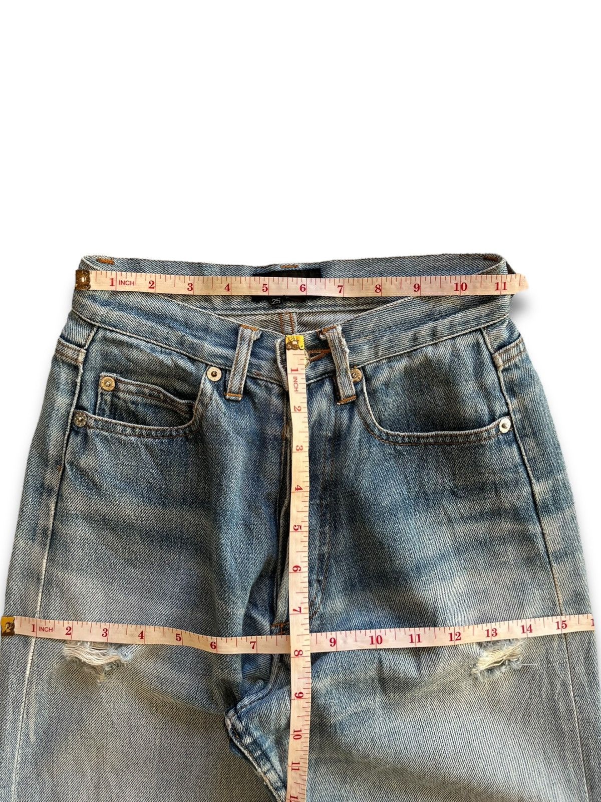 A.P.C. Vintage APC Rue De Fleurus Paris Selvedge Distressed Jeans Size 22" - 11 Thumbnail