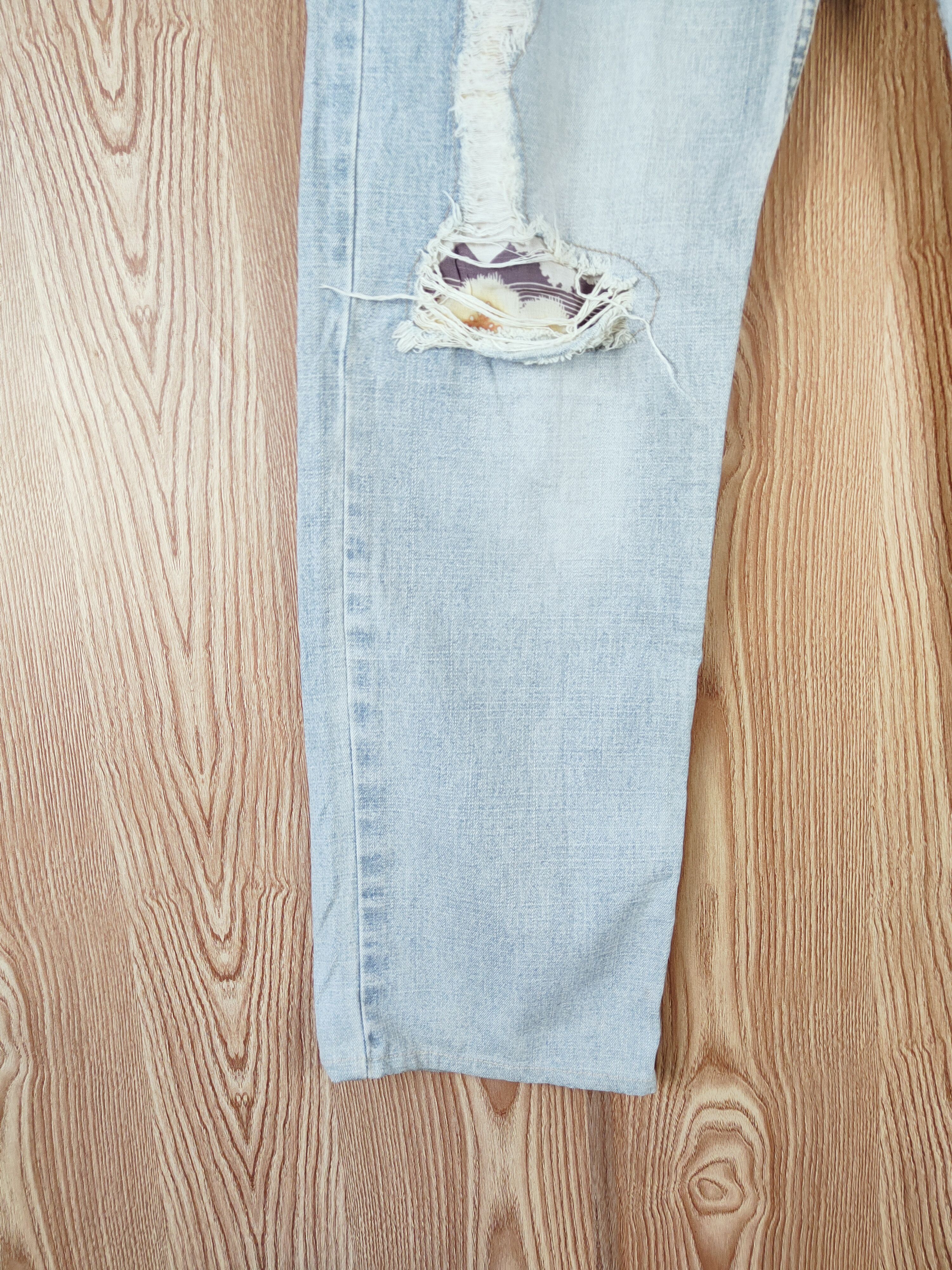 Japanese Brand Nylaus Blue Distressed Ripped Jeans #W631 Size US 33 - 4 Thumbnail