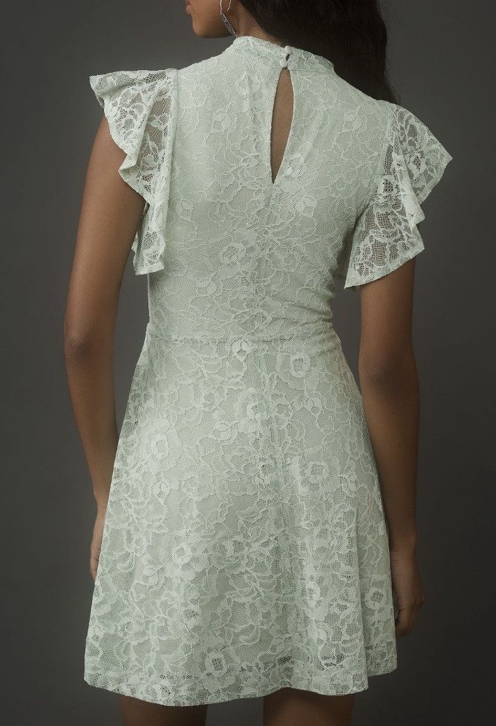 Anthropologie Anthropologie Maeve Mock-Neck Lace Mini Dress, Size XS Size XS / US 0-2 / IT 36-38 - 3 Thumbnail