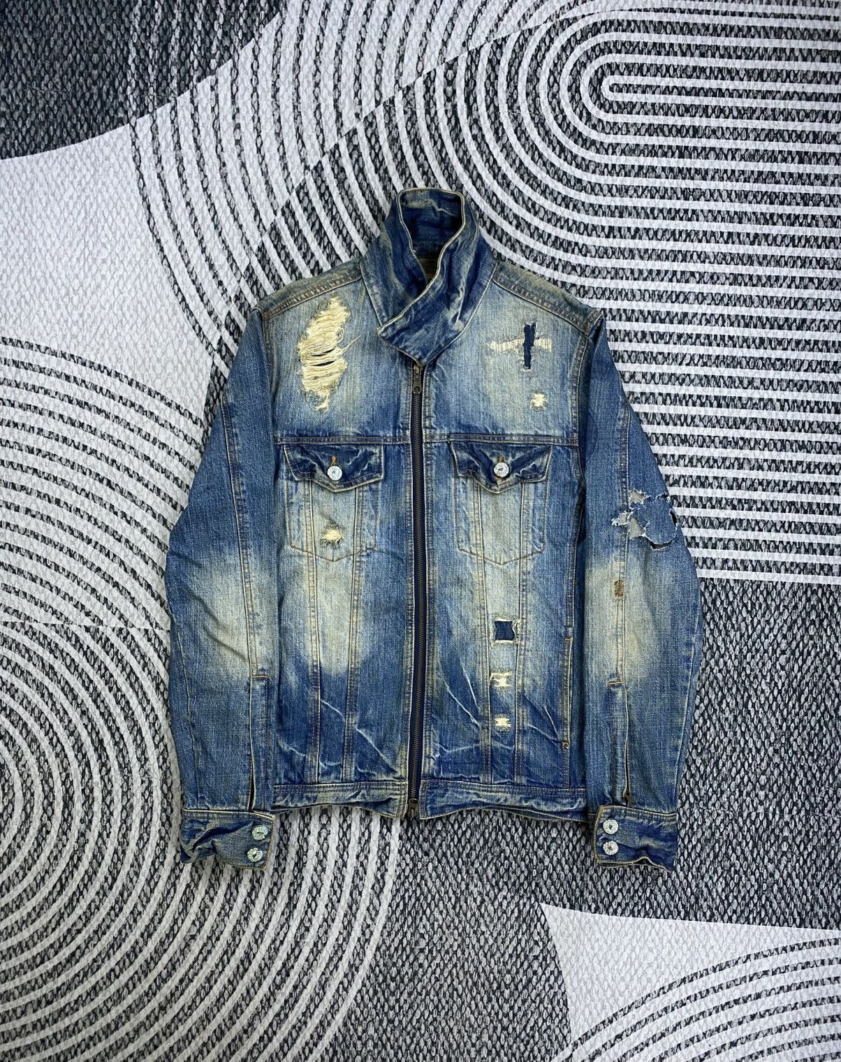 JACKROSE Vintage Jackrose Distressed Zipper Denim Jacket Size US M / EU 48-50 / 2 - 5 Thumbnail