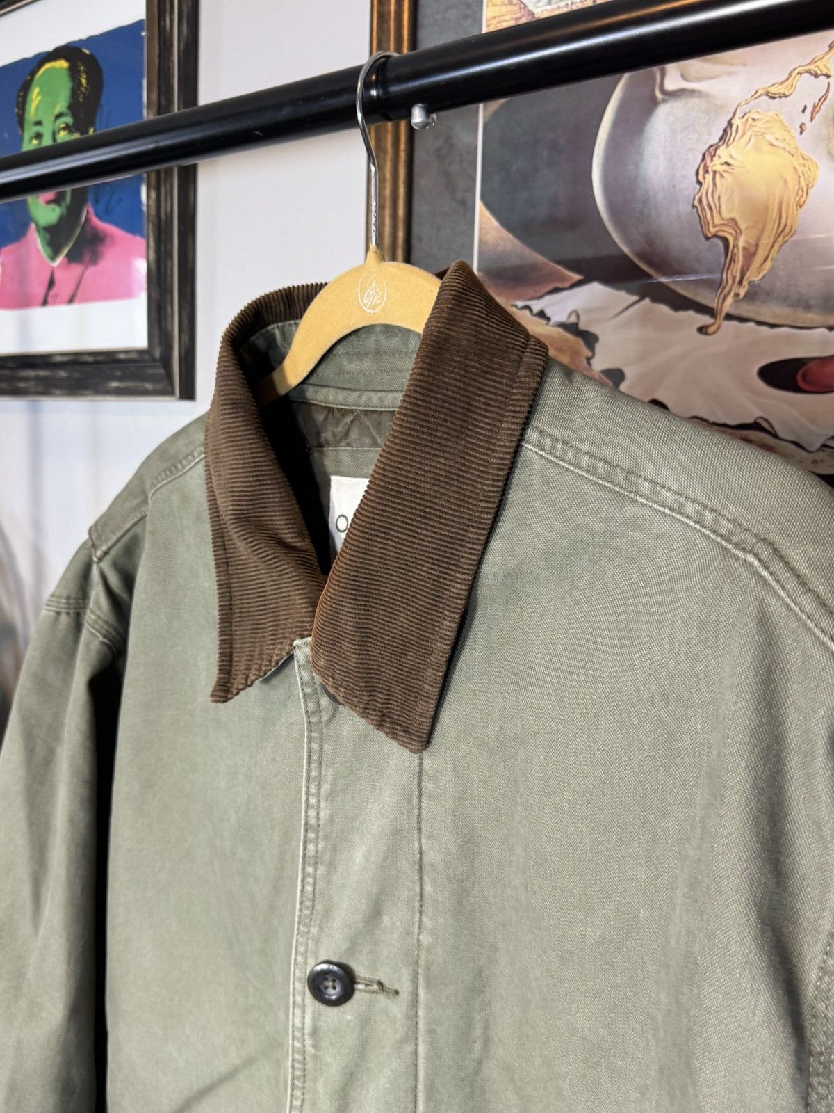 Orvis Men's Vtg ORVIS Field Chore Coat Olive Corduroy Collar Sz Size US XL / EU 56 / 4 - 3 Thumbnail