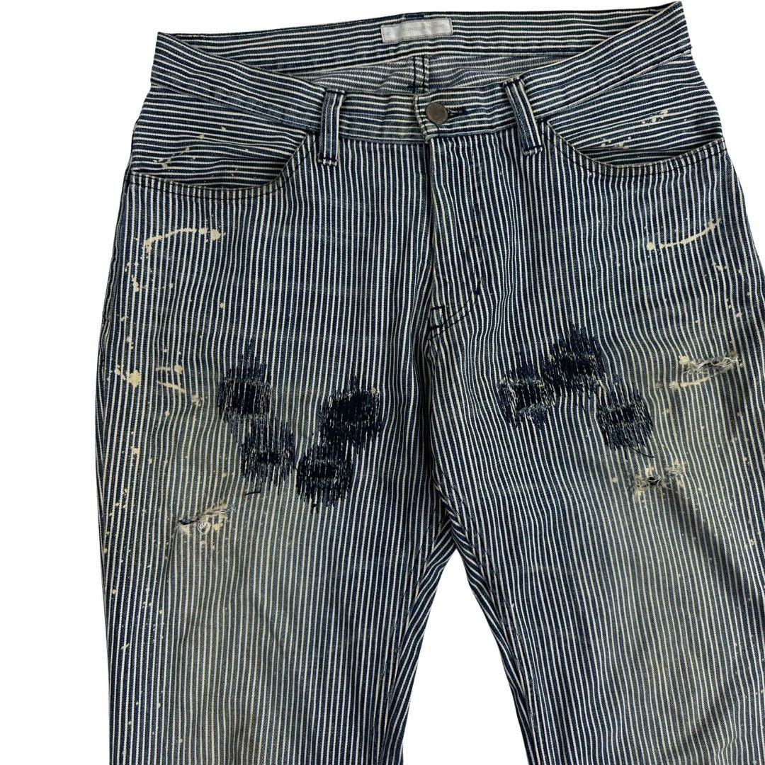 Number (N)ine Number Nine Pinstripe AW01 ‘Standards’ Distressed Denim Size US 31 - 4 Thumbnail