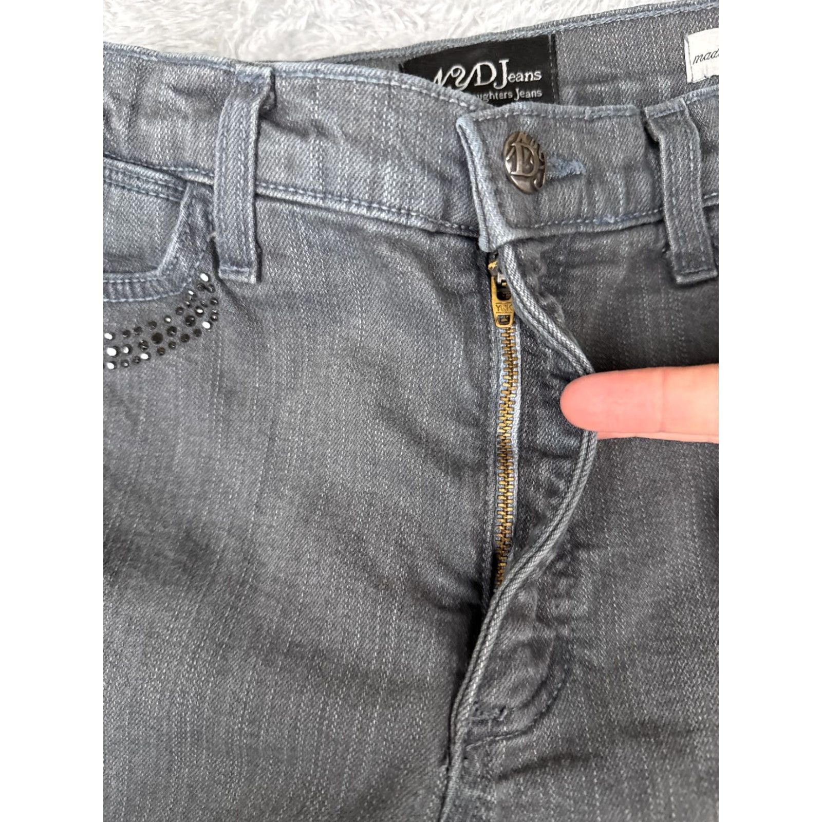 NYDJ VINTAGE NYDJ Jeans Womens 4 Gray Denim Flared Leg Cotton Blend 26x32 Medium Inseam 32 Size 27" / US 4 / IT 40 - 5 Thumbnail