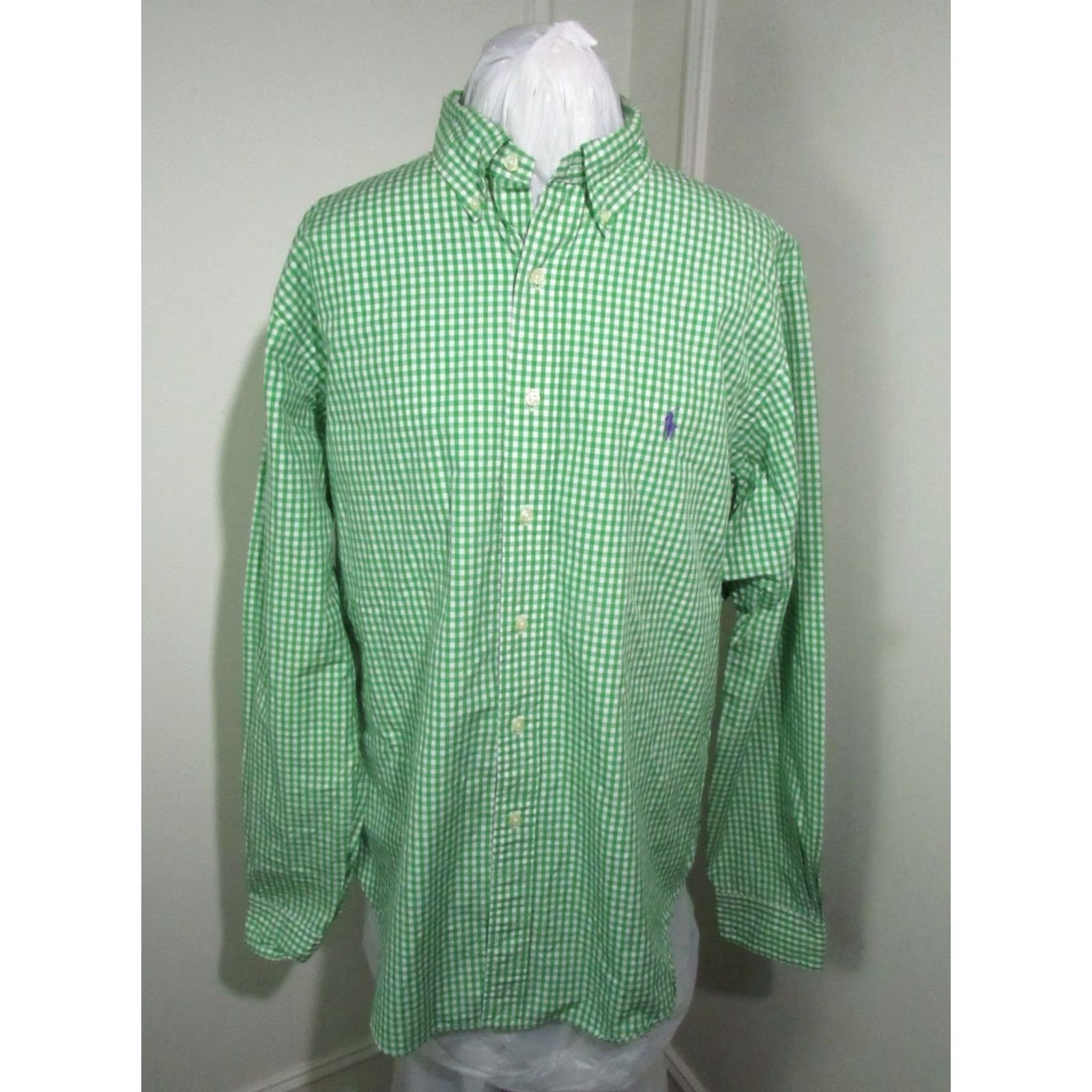 Ralph Lauren Ralph Lauren Green & White Checkered Classic Fit Mens Size 17 36/37 - Pre-Owned Size 46R - 3 Thumbnail
