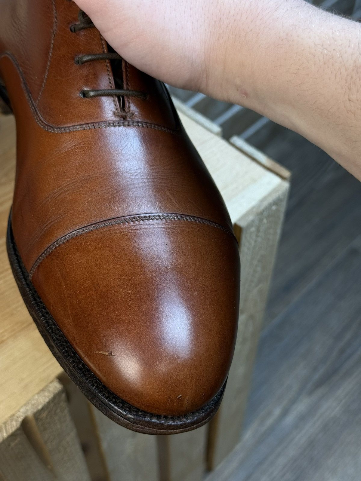 Edward Green Edward Green Chelsea Brown Oxford Leather Shoes UK10 US11 Size US 11 / EU 44 - 8 Thumbnail
