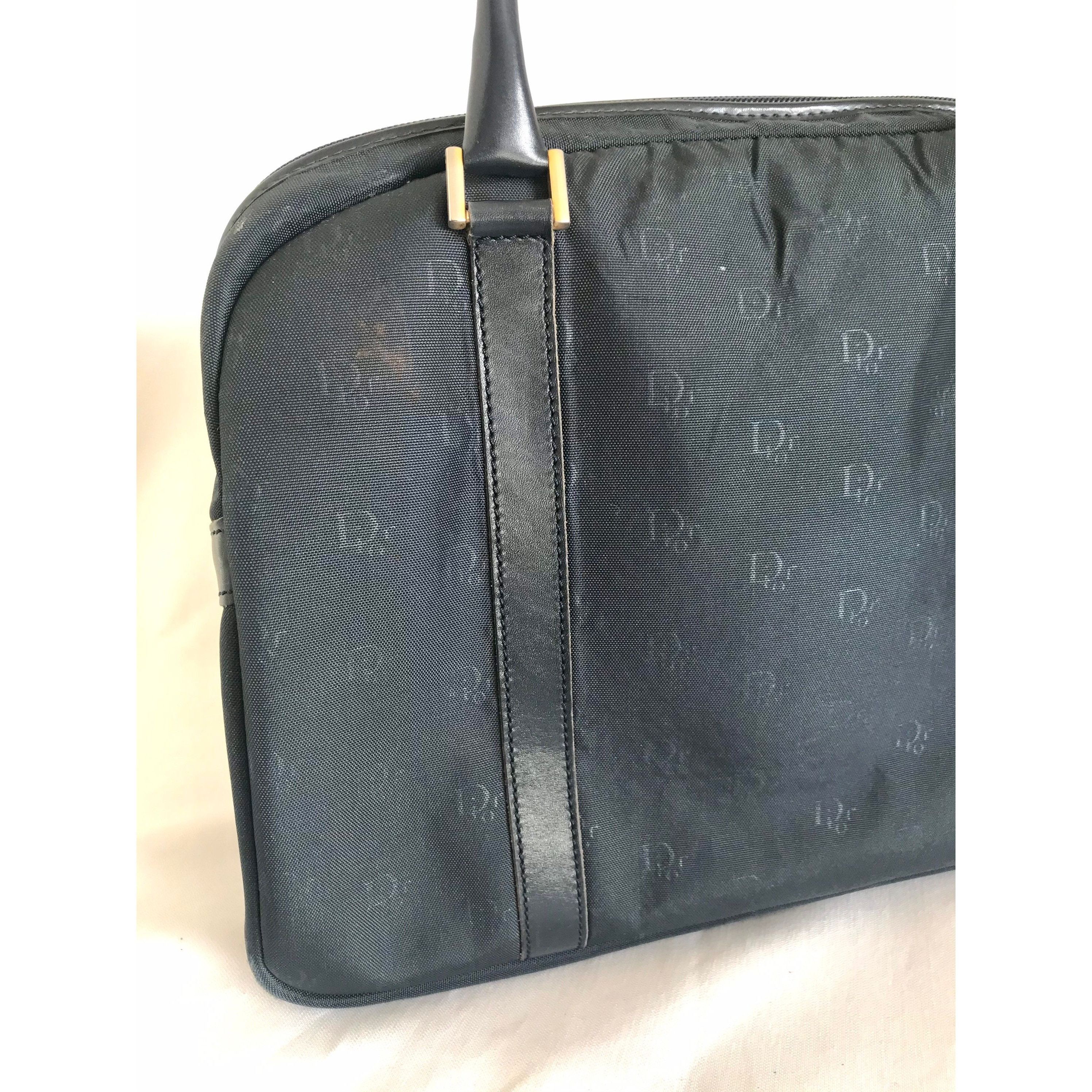 Dior Vintage Christian Dior navy handbag with logo jacquard nylon Size ONE SIZE - 4 Thumbnail