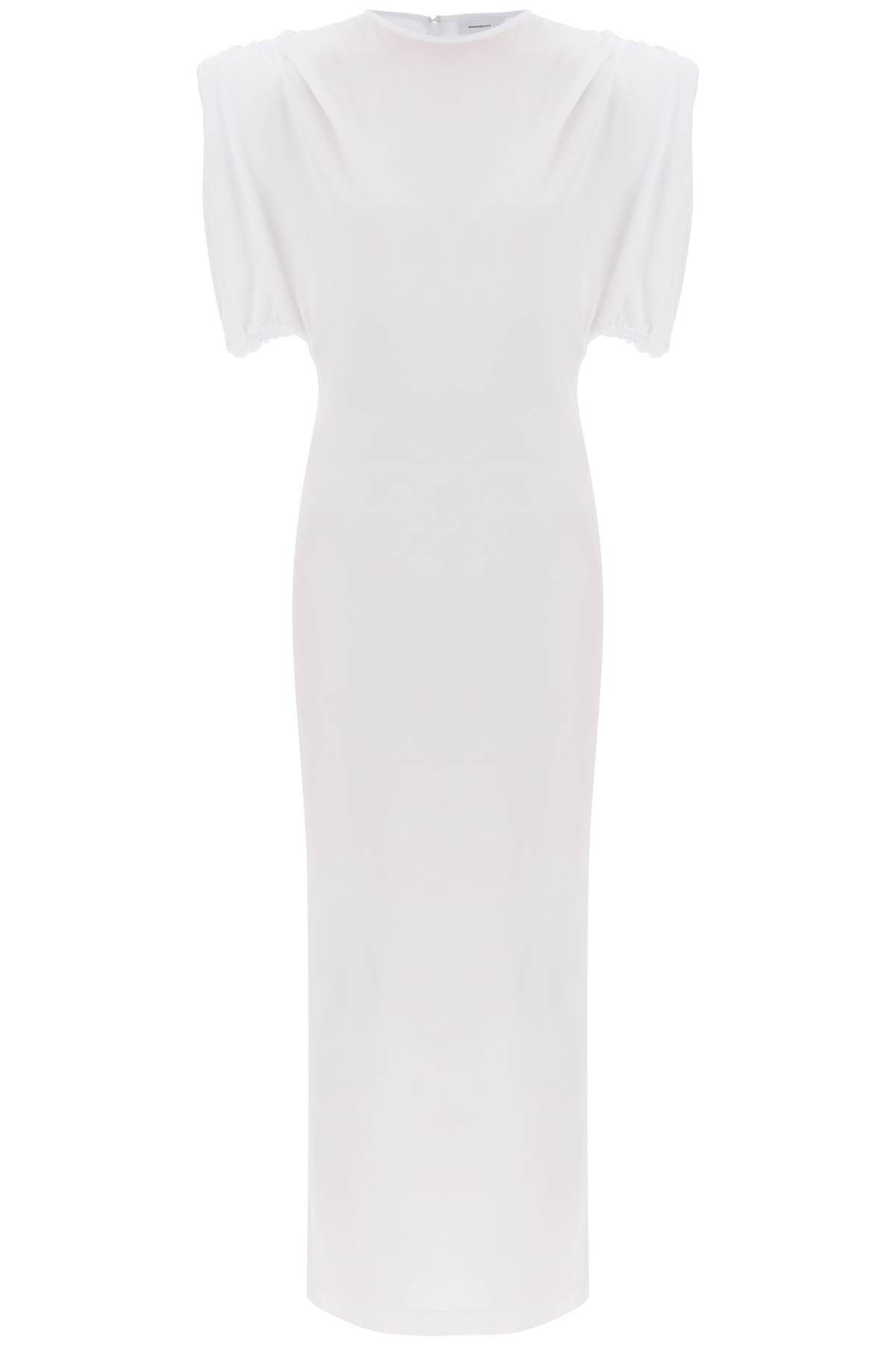 image of Wardrobe NYC Midi Sheath Dress With Structured Shoulders in Bianco, Women's (Size Small)