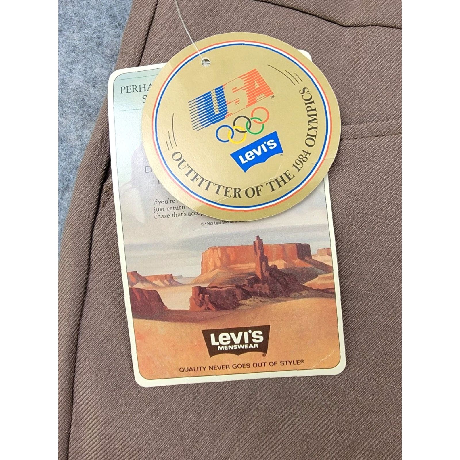 Levi's Levis Pants Mens 38x32 Brown Action Slacks Sta Prest Pleated Vintage Size US 38 / EU 54 - 2 Thumbnail
