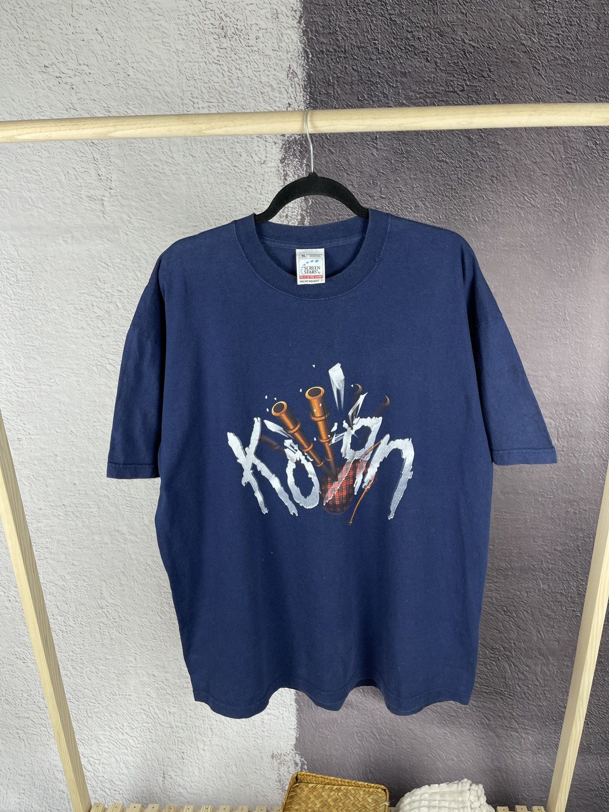 image of Band Tees x Screen Stars Vintage 2000 Korn Metal Band Promo Screen Stars Tee Pen15 in Blue (Size XL