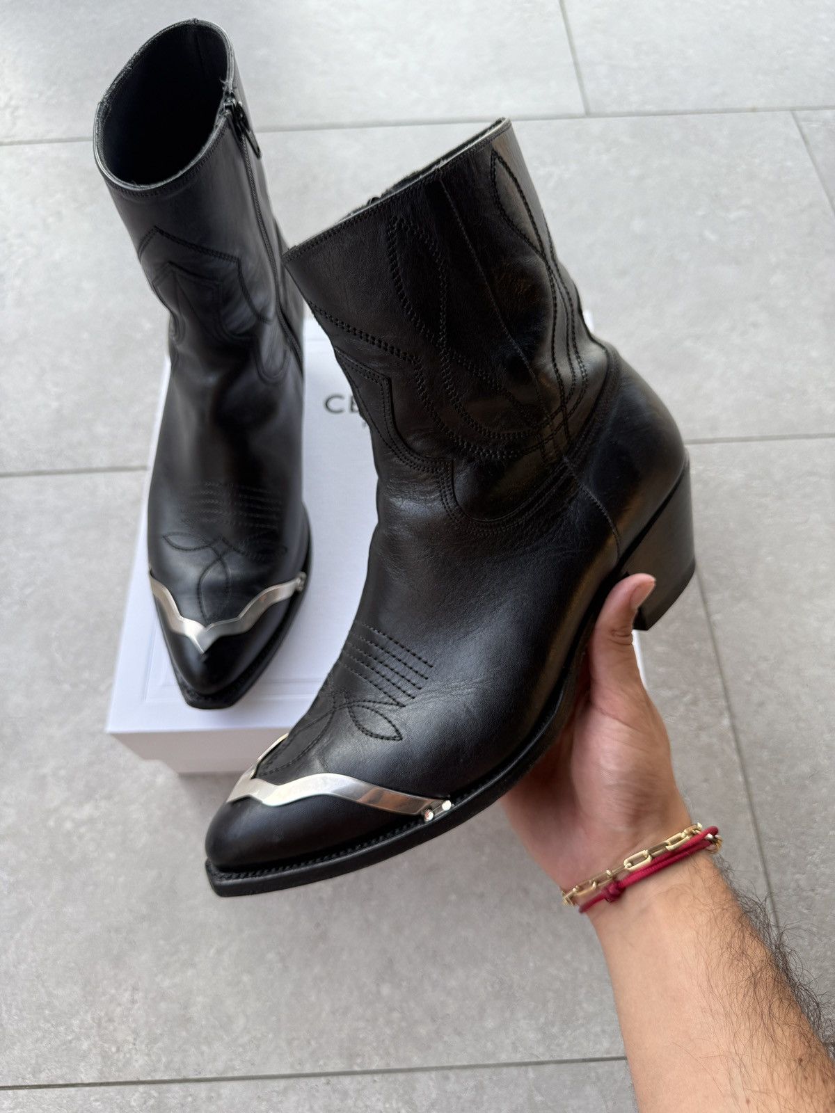 靴 22AW Celine western silver boots 41 22AW Celine western silver boots 41 - メルカリ