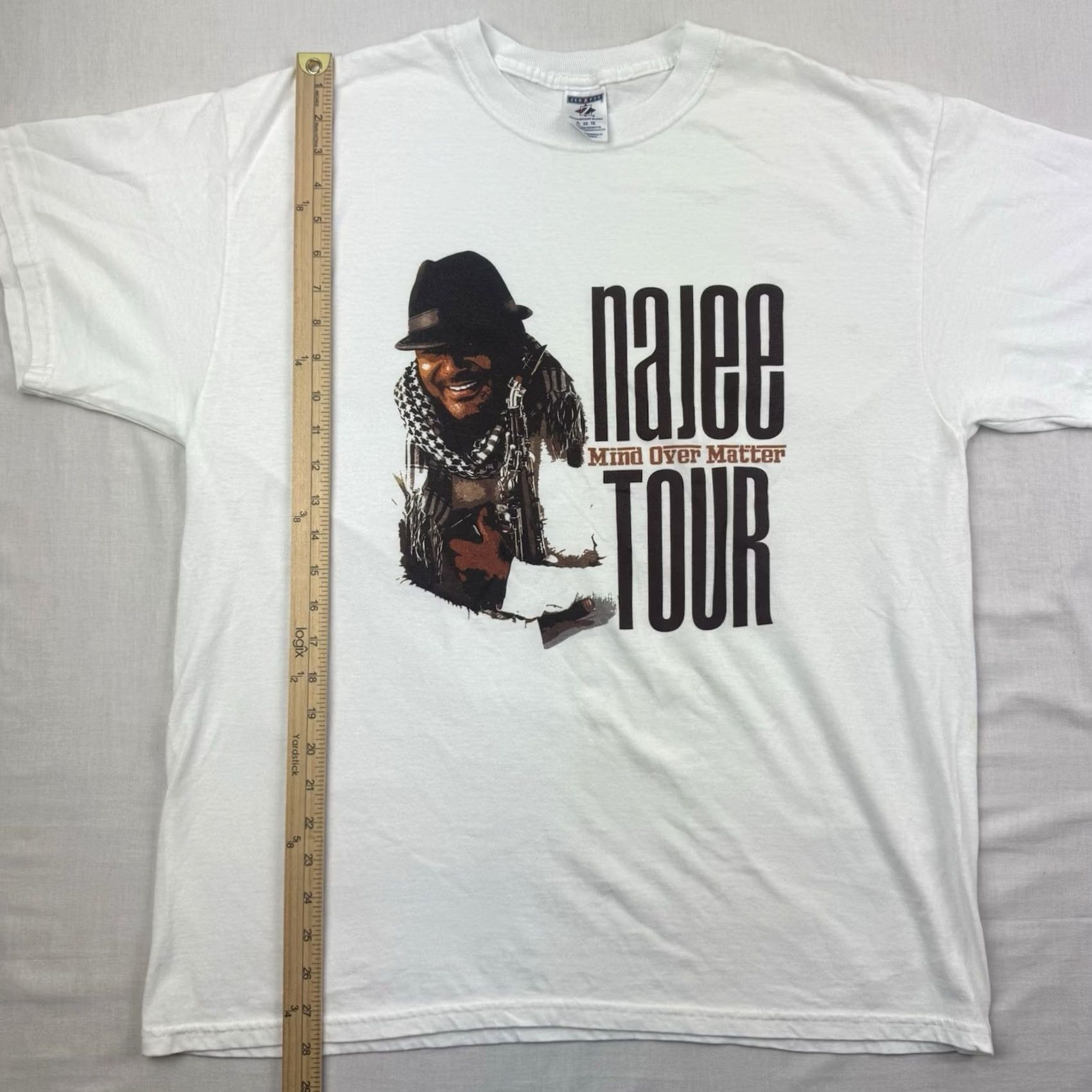 Jerzees VINTAGE Najee Mind Over Matter Tour T Shirt Adult XL Band Tee Jazz Saxophone Y2K Mens White Cotton Polyester Crew Neck Short Sleeve solids Size US XL / EU 56 / 4 - 5 Thumbnail