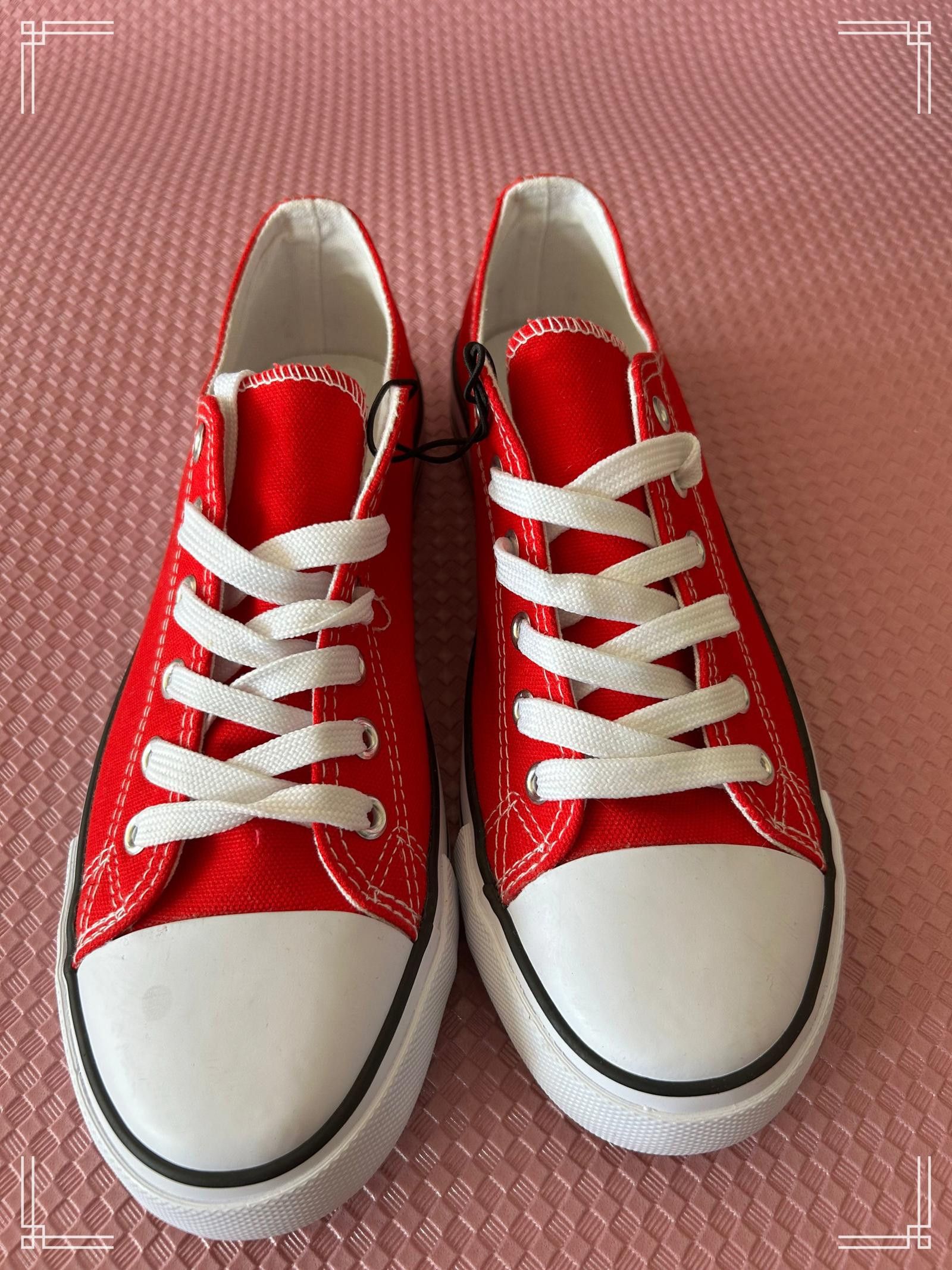 Designer Red Canvas Sneakers – Casual Shoes, New Without Box, Size 6 Size US 6 / IT 36 - 1 Thumbnail
