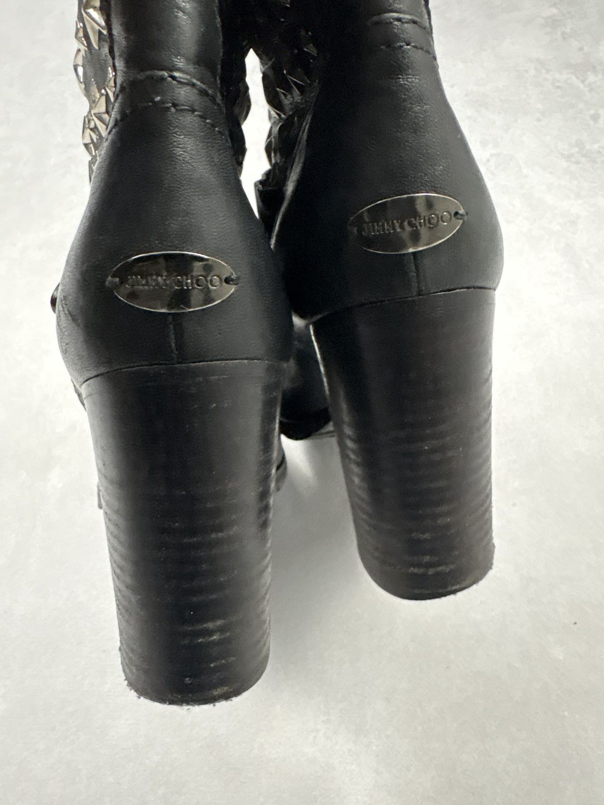 Jimmy Choo Jimmy Choo Star Stud Leather Ankle Boots Buckle Heels Black Size US 10 / IT 40 - 4 Thumbnail