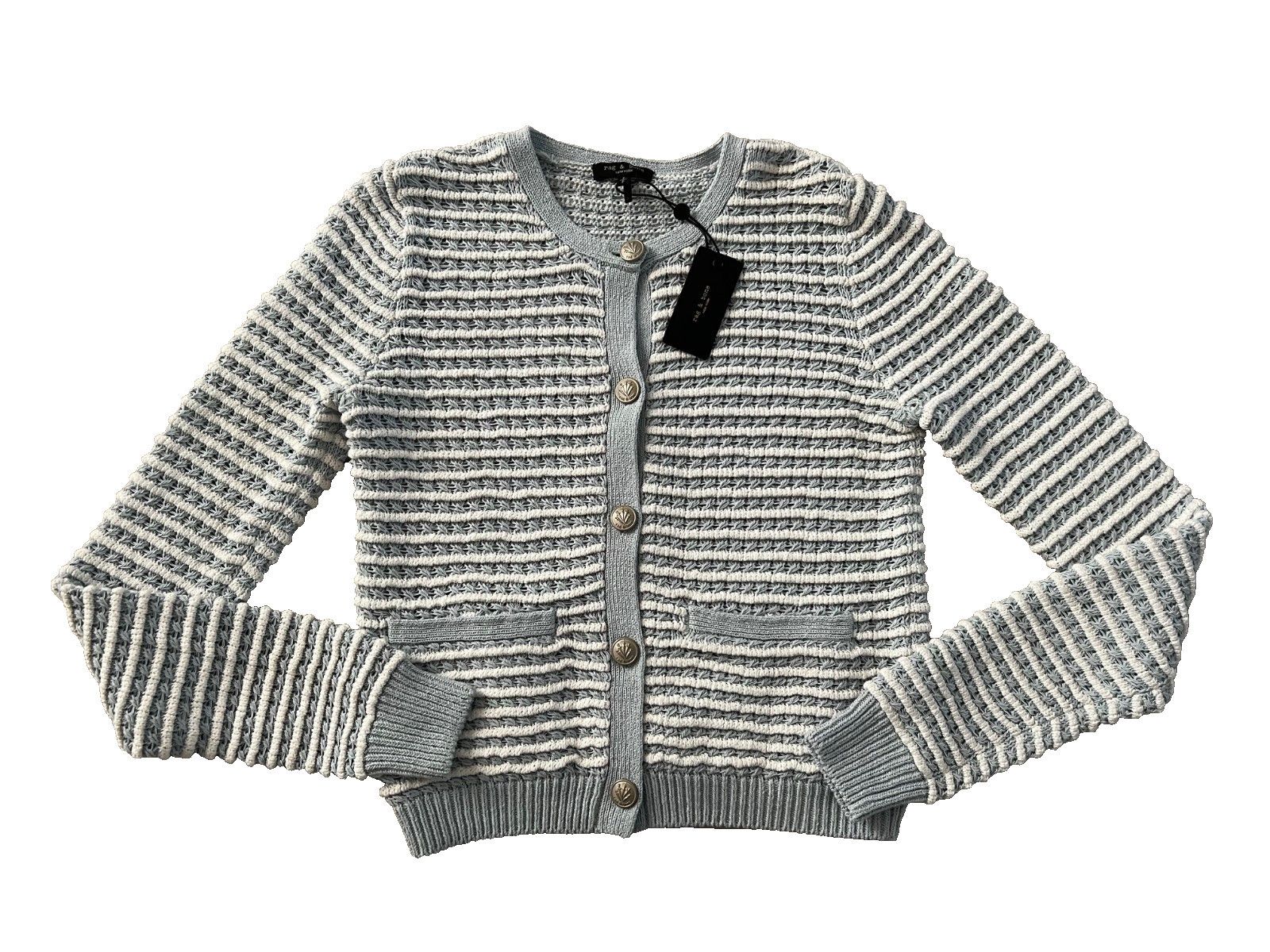 Rag & Bone Rag & Bone Striped Marlee Cardigan Light Blue ( S ) Size S / US 4 / IT 40 - 4 Thumbnail