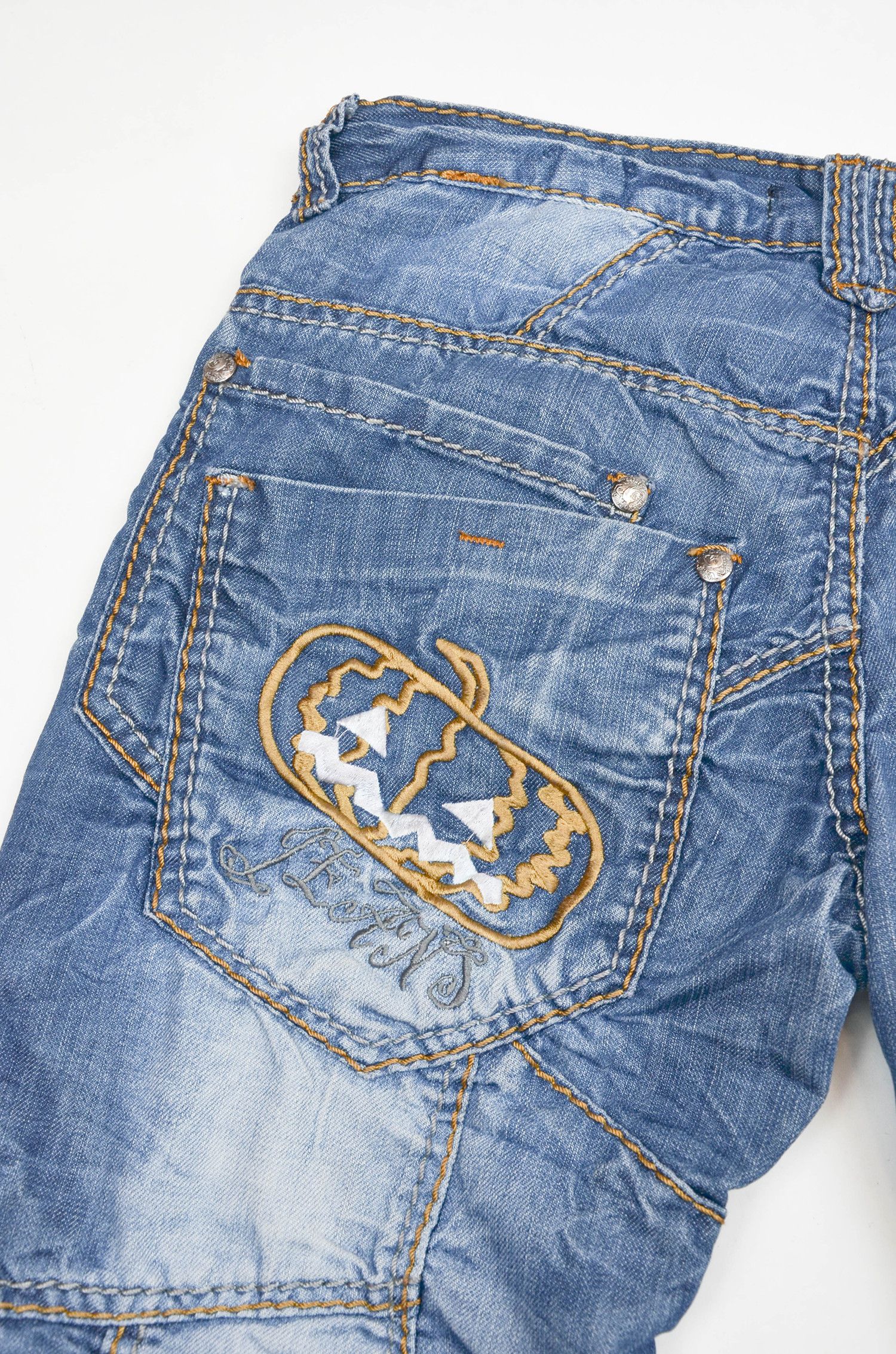 Japanese Brand Kosmo Lupo Y2K Distressed Panel Denim Jeans - Size 32 Size US 32 / EU 48 - 14 Thumbnail