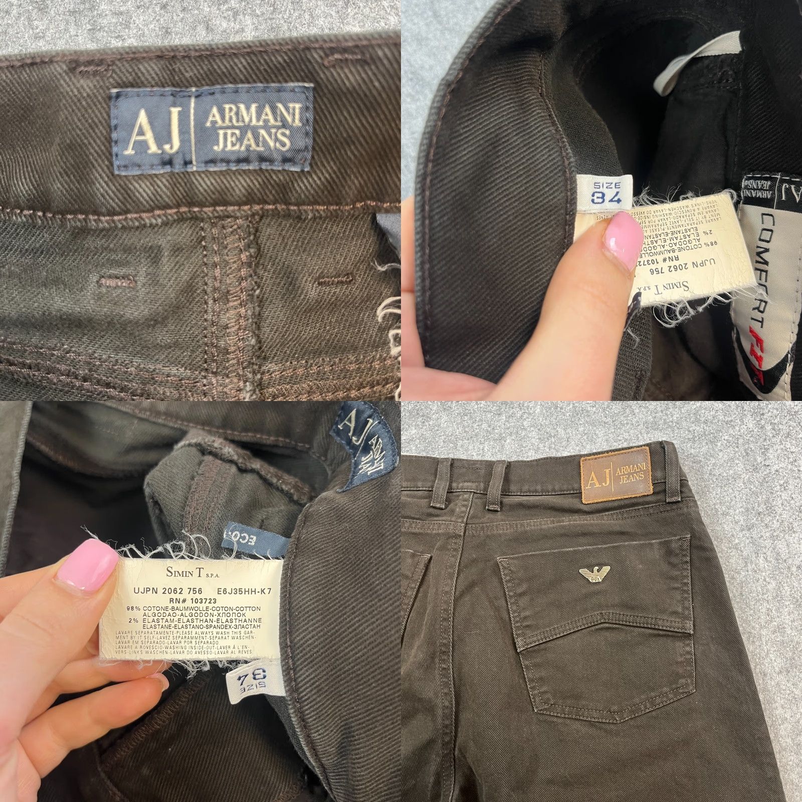 Vintage Armani Jeans Jeans Regular Straight 34 28 Short Dark Black Stretch Comfort Fit GA Mens Size US 34 / EU 50 - 8 Thumbnail