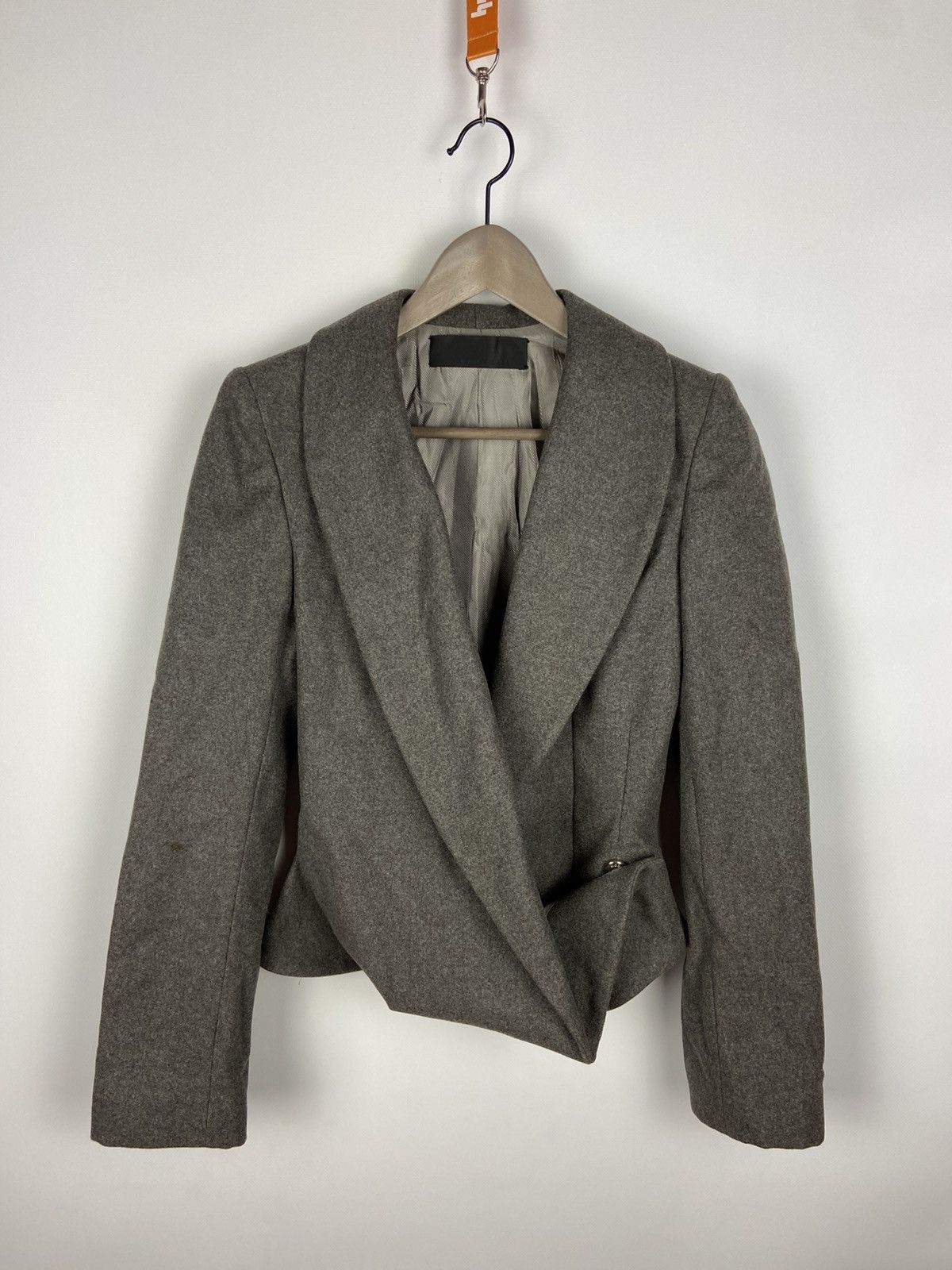 Designer × Haider Ackermann HAIDER ACKERMANN Asymmetrical Wool Gray Women Blazer Jacket Size XS / US 0-2 / IT 36-38 - 2 Thumbnail