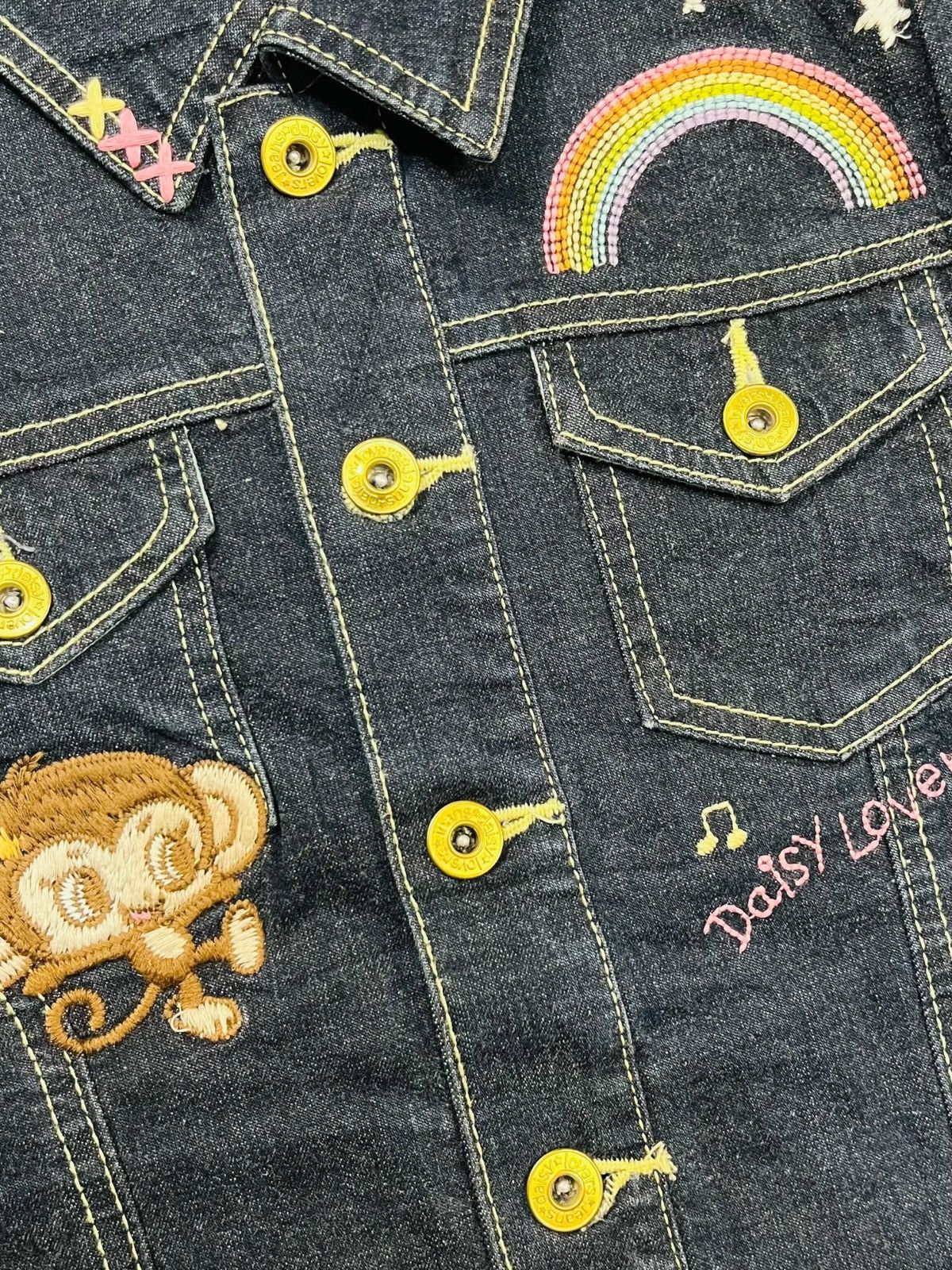Angel Blue 2000s Daisy Lovers - Monkey Mascots Denim Jacket Size M / US 6-8 / IT 42-44 - 10 Thumbnail