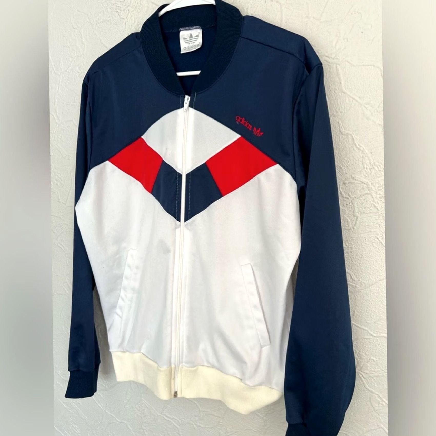 Adidas VINTAGE Adidas Jacket Mens M Blue Red Tracksuit Zip Made In USA Size US 31 - 5 Thumbnail
