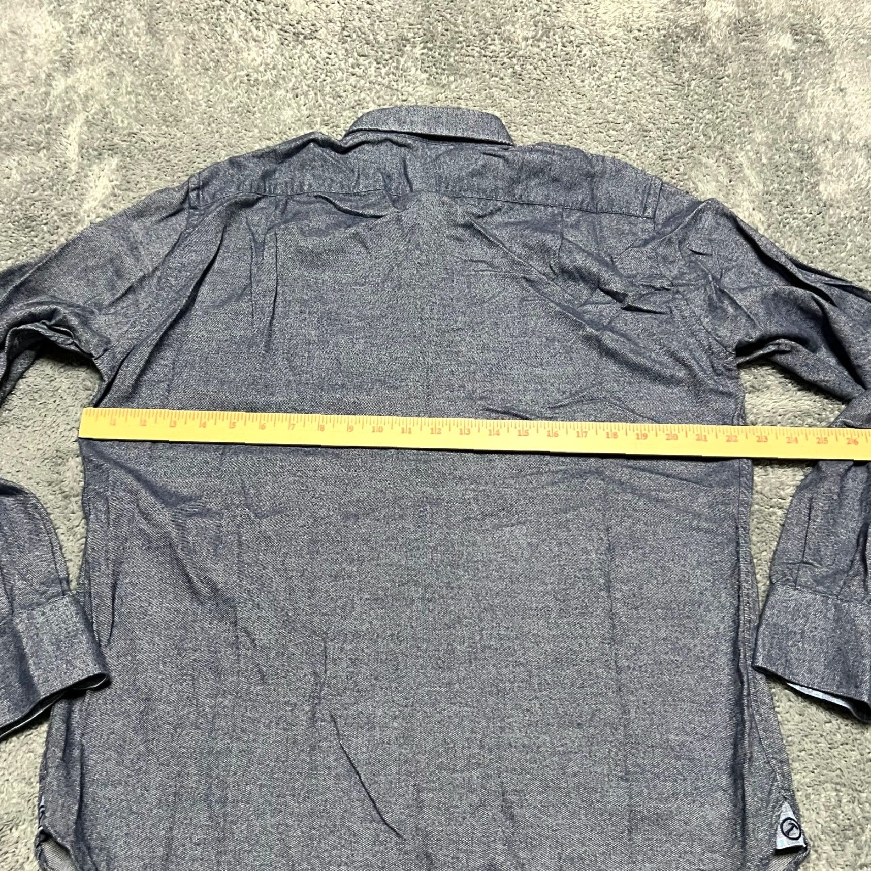 Vintage Hammermade Dress Shirt Mens Large 16.5 Blue Button Up Heathered Blue Shirt L Men Long Sleeve Blue Fashion Shirt Size 42R - 4 Thumbnail