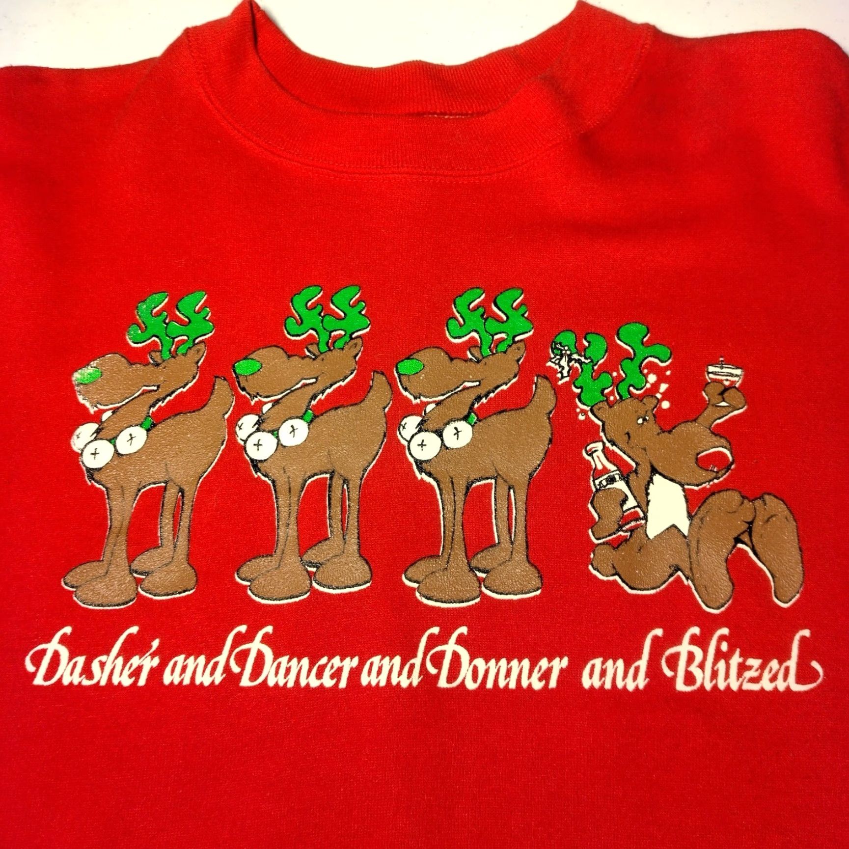 Vintage VINTAGE TNT by Trau Loevner Reindeer Christmas Sweatshirt XL Red Crewneck Mens Pullover Knit Graphic Print Funny Size US XL / EU 56 / 4 - 2 Thumbnail