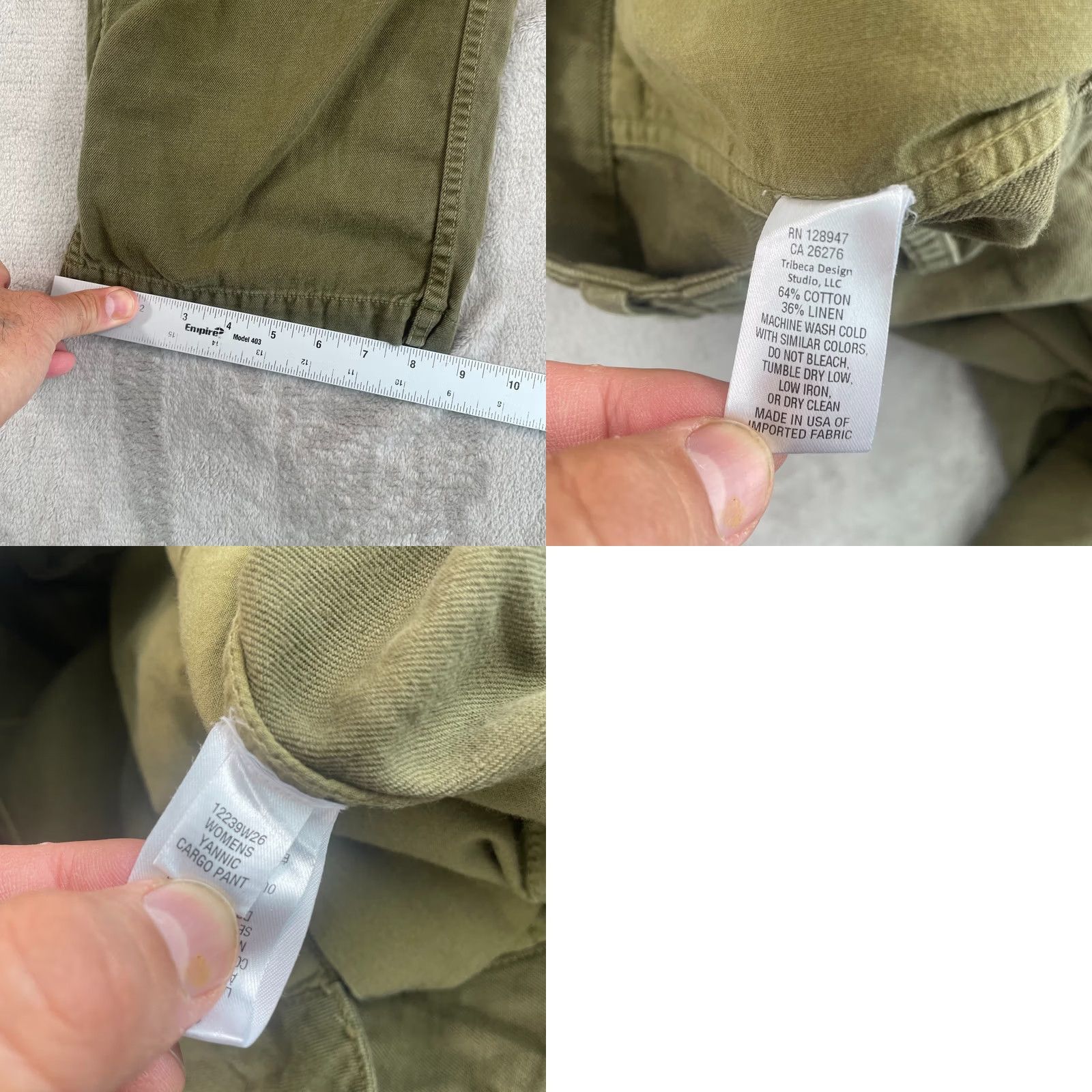 Nili Lotan NILI LOTAN Yannic Cotton Twill Cargo Pants Olive Green Women's 4 Linen Blend Straight Leg Pockets Army City Hipster Preppy USA 31" Waist Vintage No Size 27" / US 4 / IT 40 - 8 Thumbnail