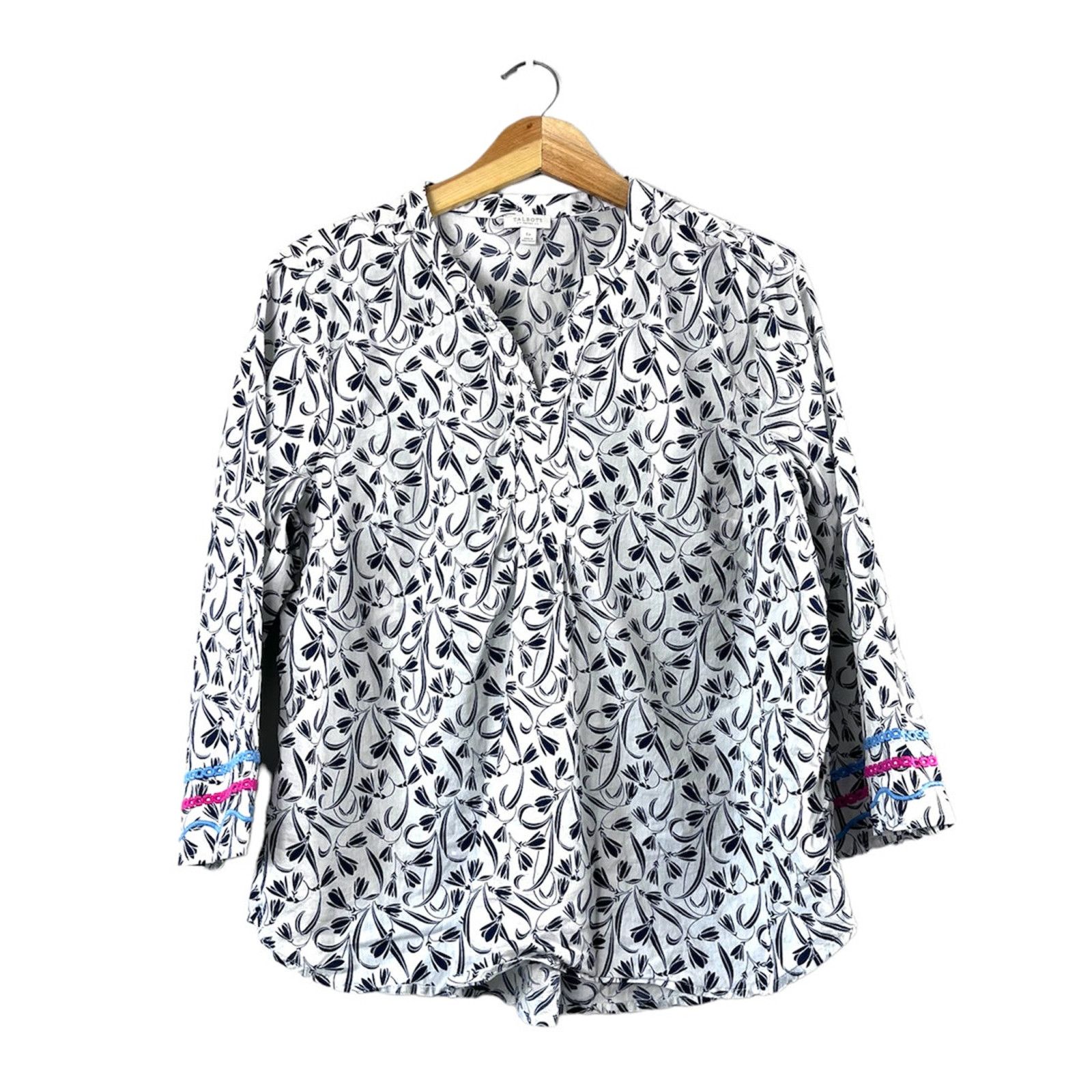 Talbots Women's Black and White Talbots Blouse LP Size L / US 10 / IT 46 - 1 Thumbnail