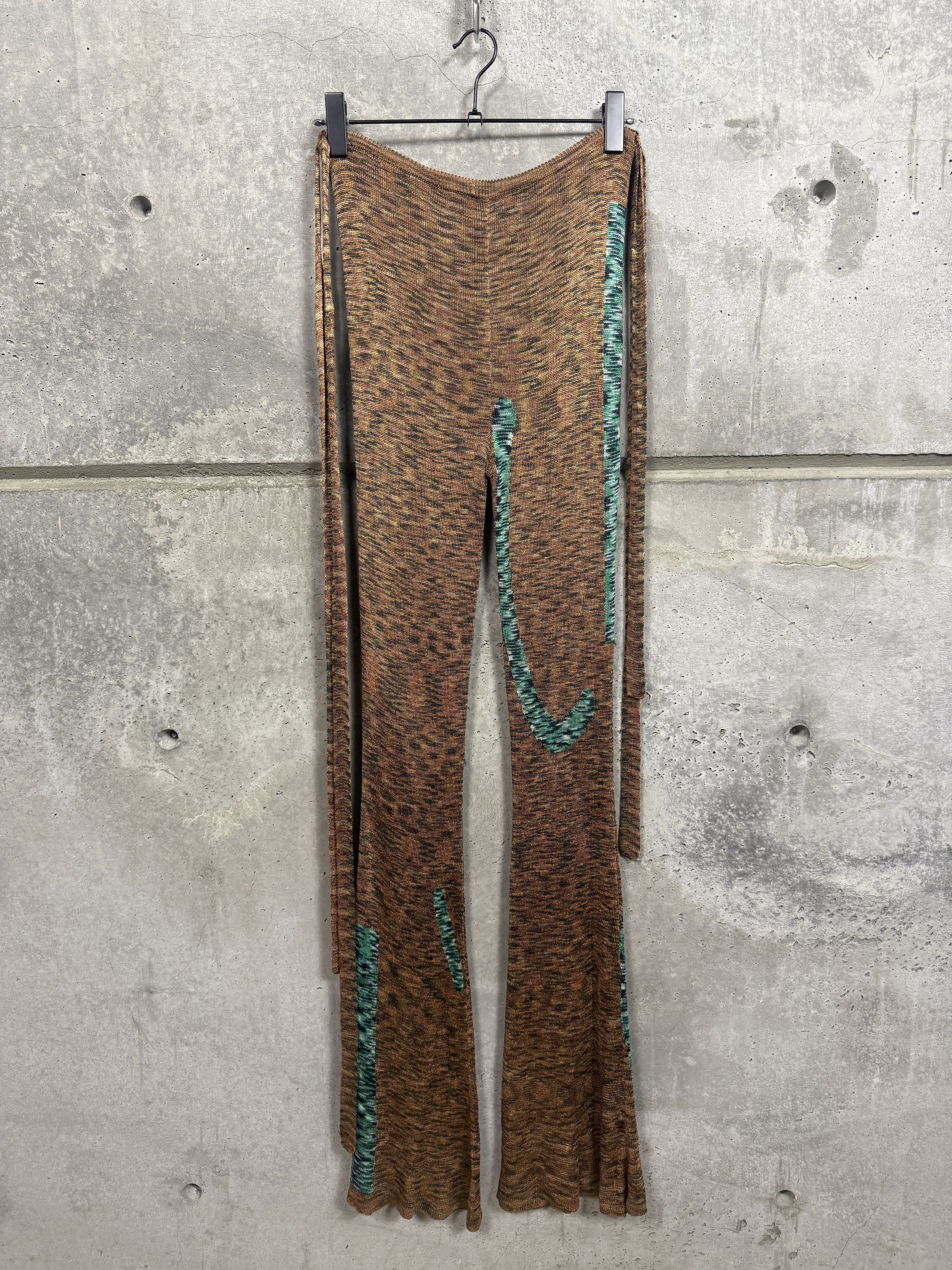 Eckhaus Latta Eckhaus Latta Glitch Knit Brown & Green Pattern Flare Pants Size 28" / US 6 / IT 42 - 10 Thumbnail
