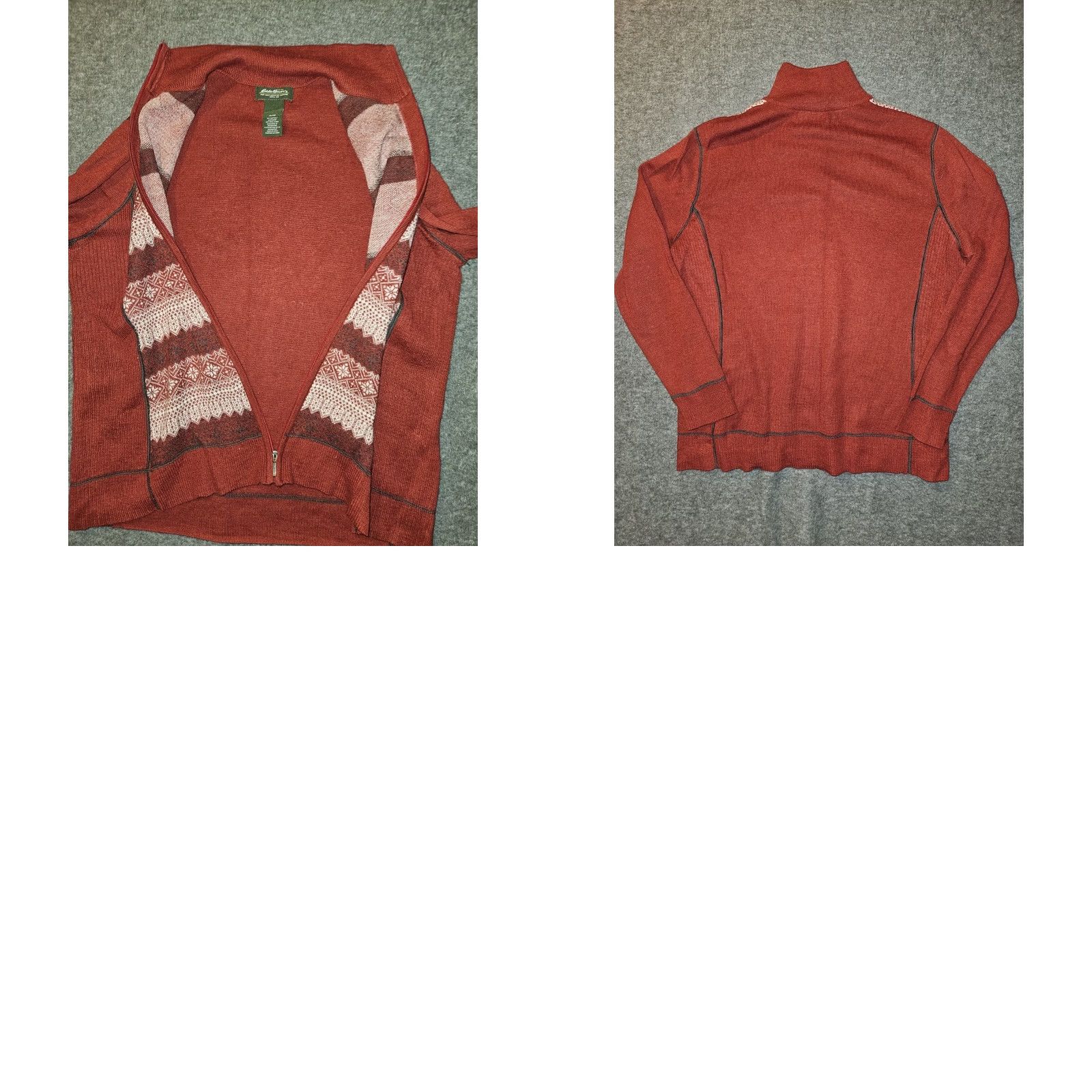 Eddie Bauer Eddie Bauer Full Zip Sweater Women's XL Red Fair Isle Wool Blend Classic Holiday Outdoor Ski Size XL / US 12-14 / IT 48-50 - 8 Thumbnail