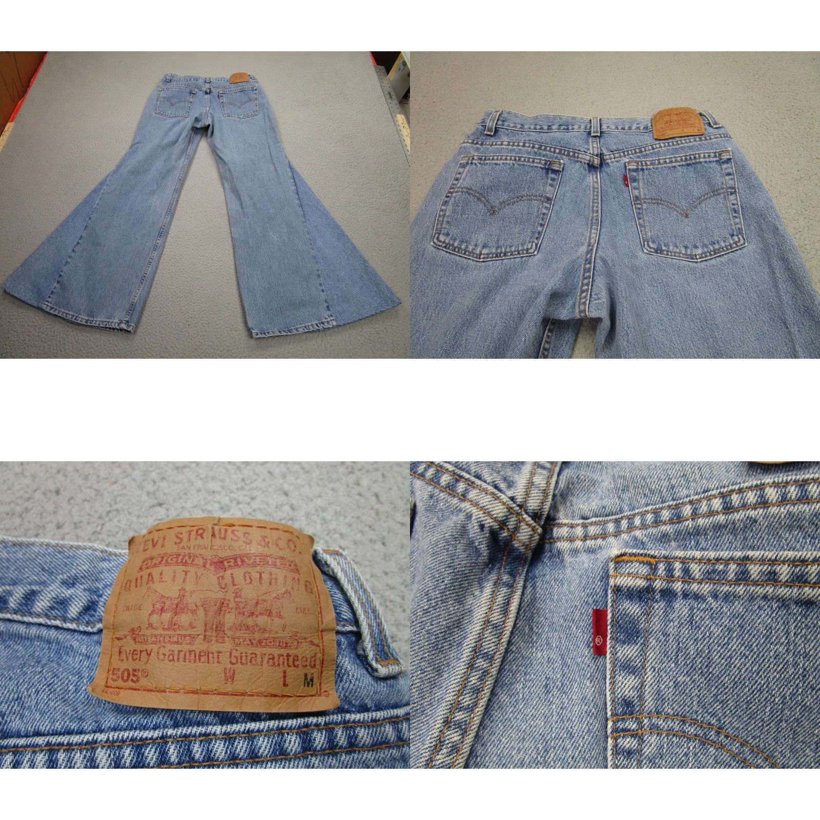 Levi's VINTAGE Levi's 505 Jeans Womens 14 Blue Flare Bell Bottom Denim Made USA 90s Mens, Womens, or Girls? Size 36" / US 14 / IT 50 - 10 Thumbnail