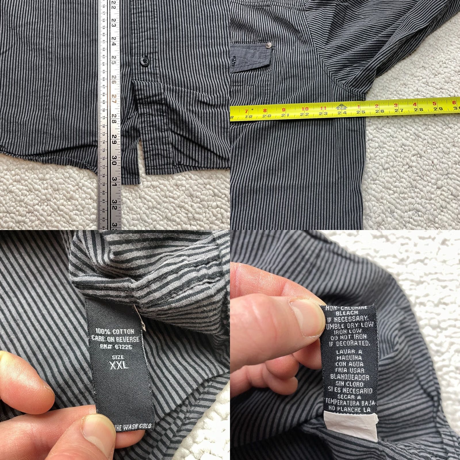 Vintage Ocean Current Shirt Mens 2XL Gray Dark Button Down Long Sleeve Pockets Top Size US XXL / EU 58 / 5 - 8 Thumbnail