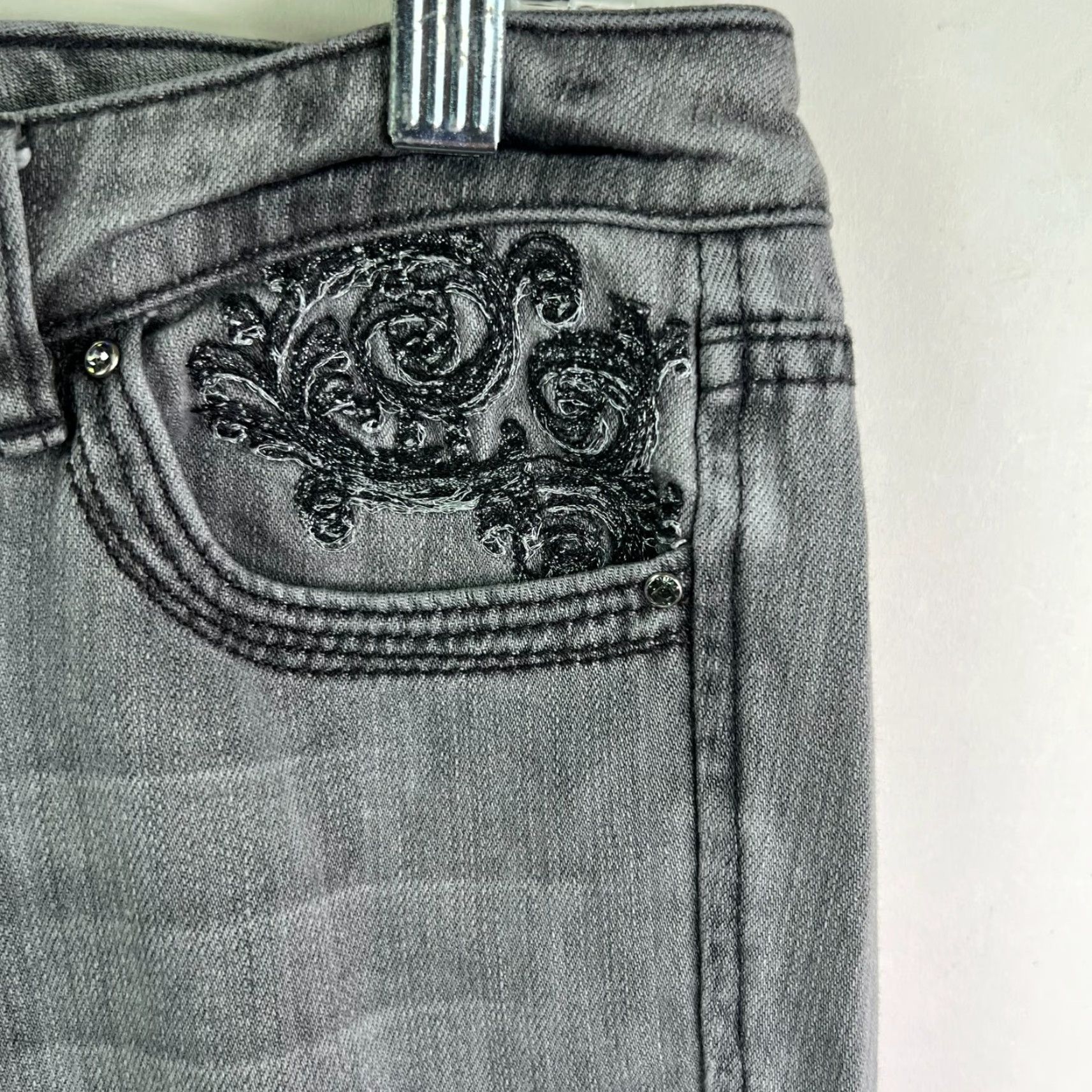 White House Black Market Vintage White House Black Market Denim Jeans Womens SZ 4 Slim Bootcut Low-Rise Embroidered Gray 90s City Size 27" / US 4 / IT 40 - 5 Thumbnail