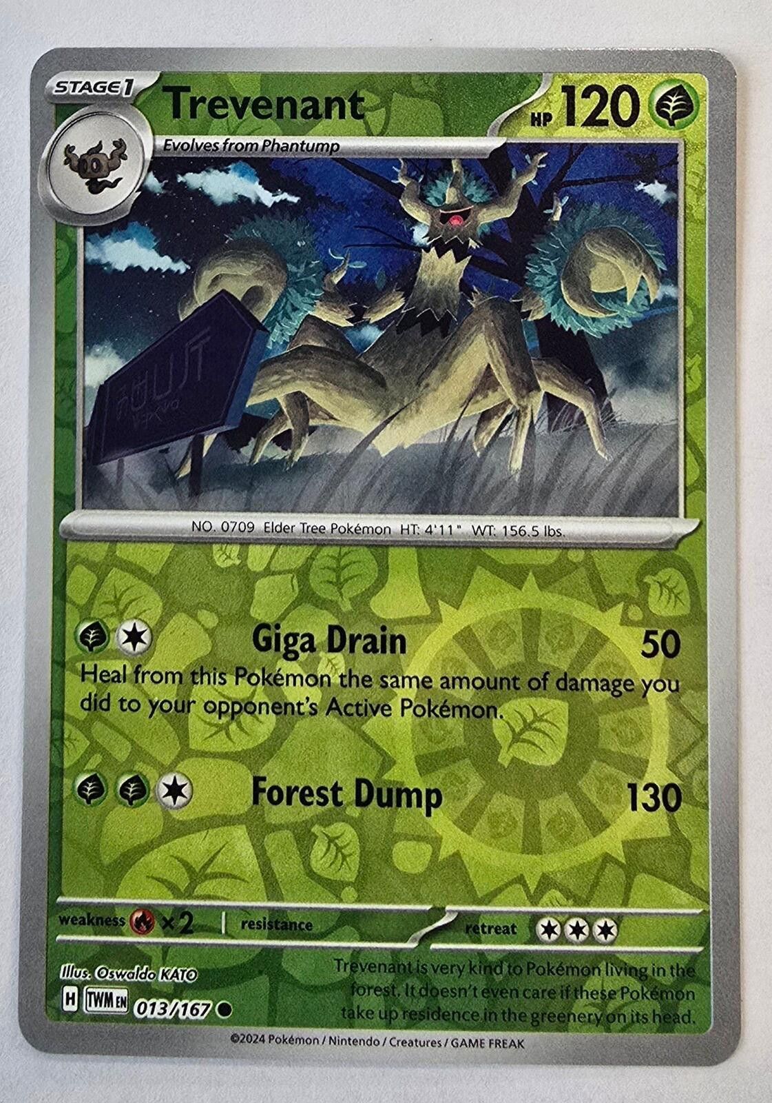 Pokemon Trevenant card (number 013/167) Twilight Masquerade Size ONE SIZE - 1 Thumbnail