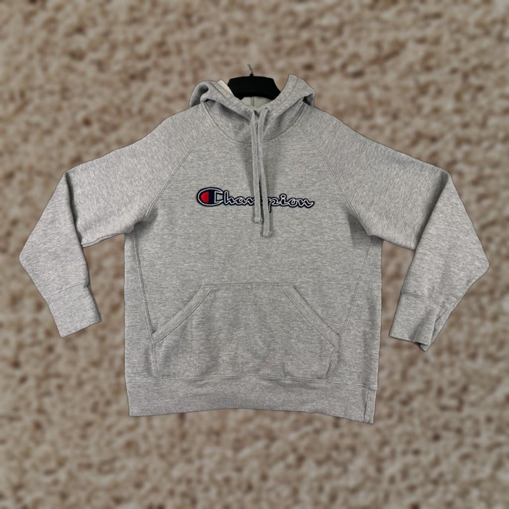 Champion Champion Hoodie Women Large Gray Cotton Blend Kangaroo Pocket Logo Pullover Womens Size L / US 10 / IT 46 - 1 Thumbnail