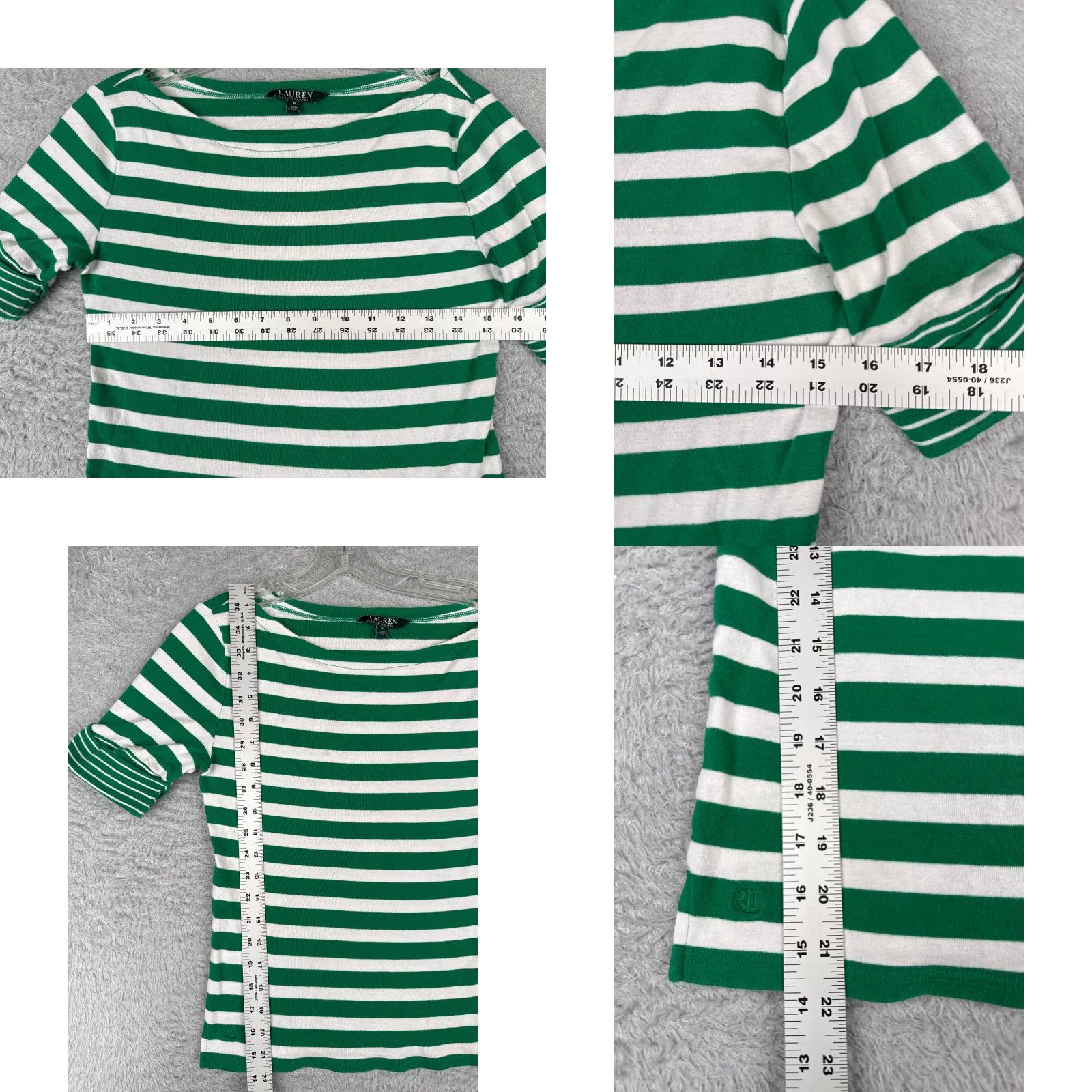 Tommy Hilfiger Tommy Hilfiger Green White Stripe Boat Neck Shirt Women Medium Casual Activewear Size M / US 6-8 / IT 42-44 - 8 Thumbnail