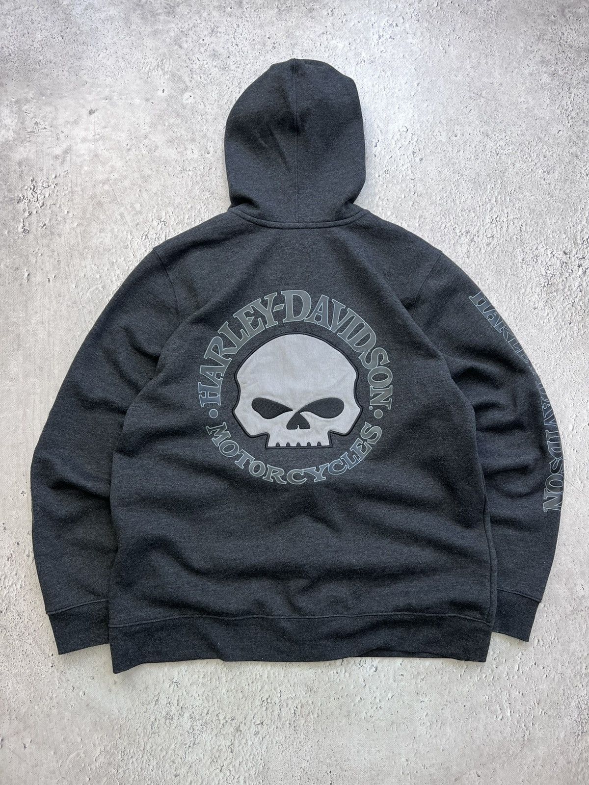 Harley Davidson × Vintage HARLEY DAVIDSON Crowned Skull hoodie longsleeve Grunde skull Size US XL / EU 56 / 4 - 1 Thumbnail