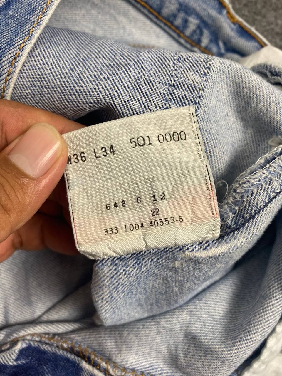 Levi's vintage levis 501 distressed denim nice design Size US 35 - 18 Thumbnail
