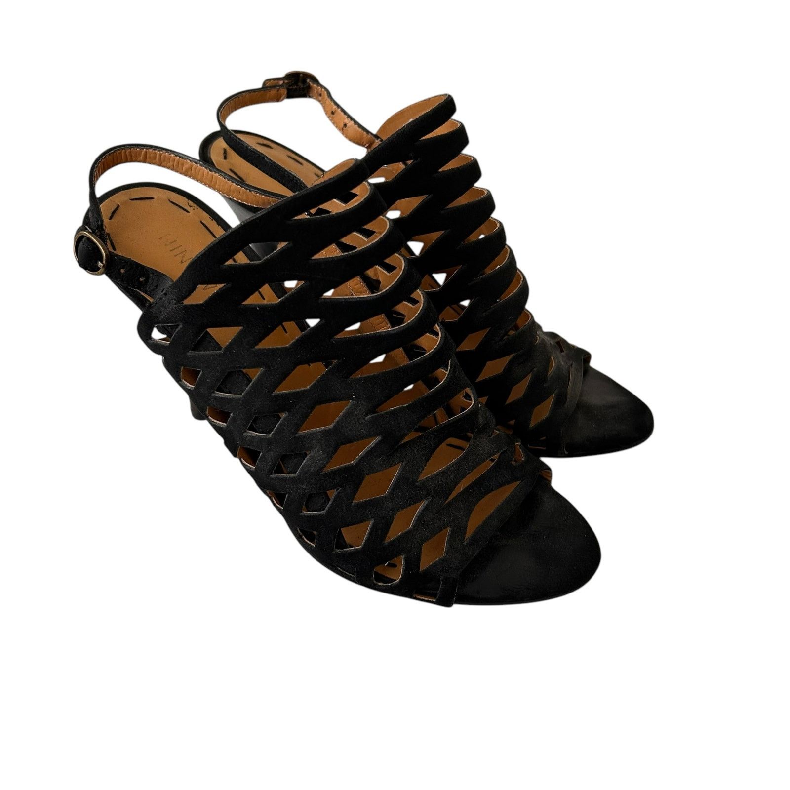 Nine West Nine West Black Leather Caged Open Toe Pumps Sz 6 Size US 6 / IT 36 - 1 Thumbnail