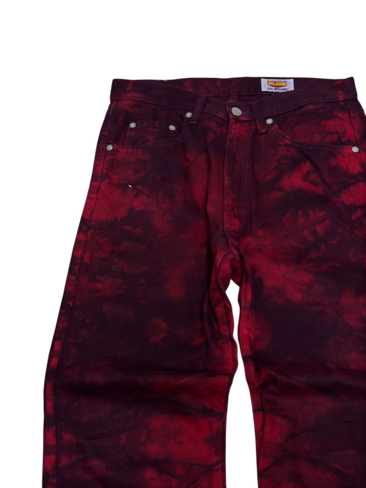Vintage Big John Red Smoke Wash Tie Dye Jeans Japanese Streetwear Size US 29 - 4 Thumbnail