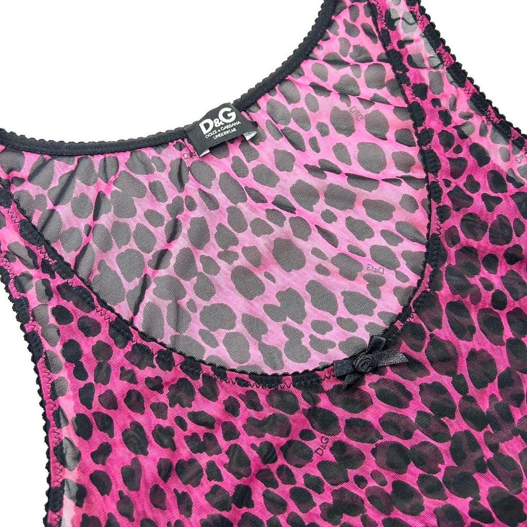 Dolce & Gabbana y2k D&G pink and black mesh cheetah print tank top Size S / US 4 / IT 40 - 2 Thumbnail