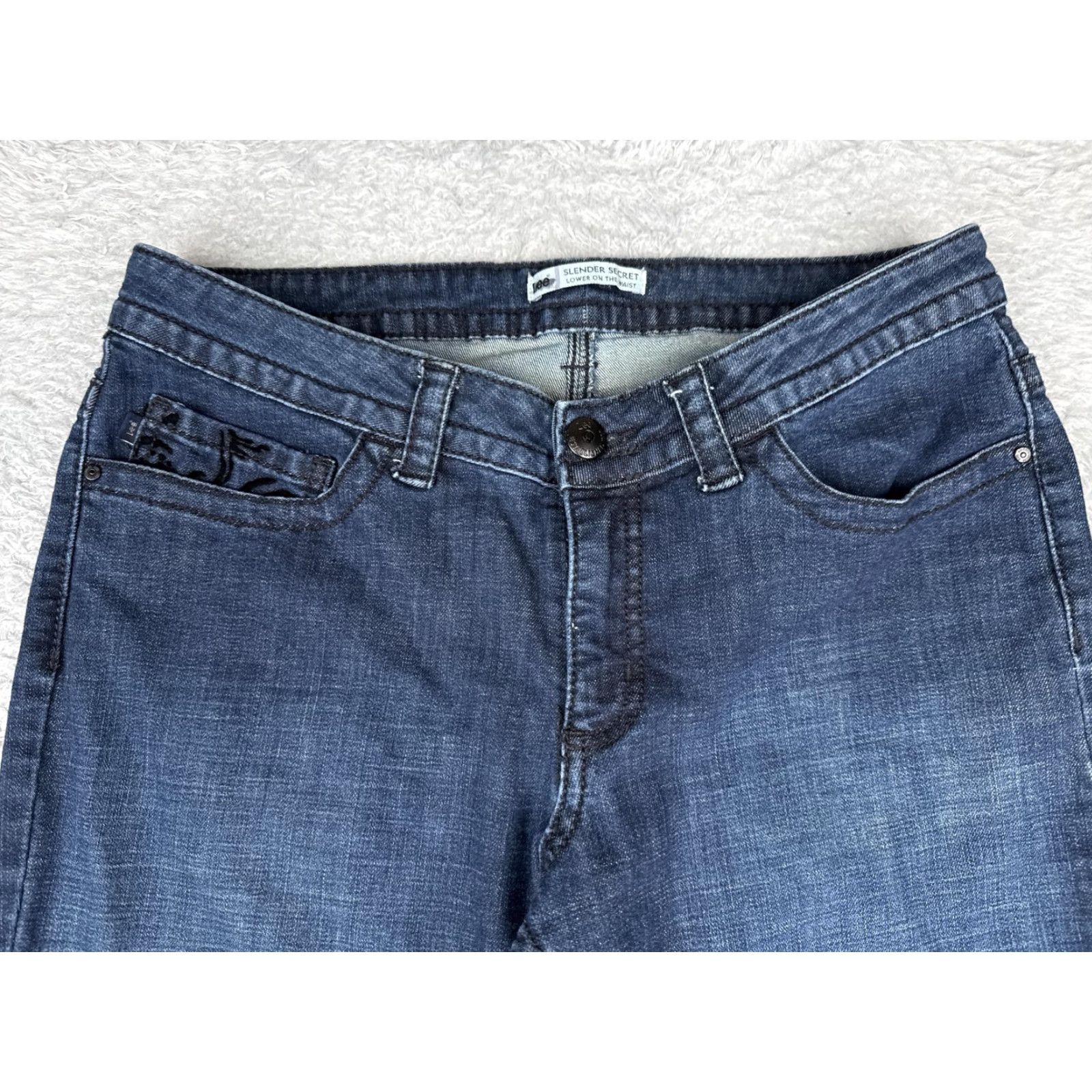 Lee Lee Womens Jeans Bootcut 32x29 Blue Mid Rise Floral Embroidered 5-Pocket Denim Cotton Vintage? No, Vintage: No Size 24" / US 00 / IT 34 - 4 Thumbnail