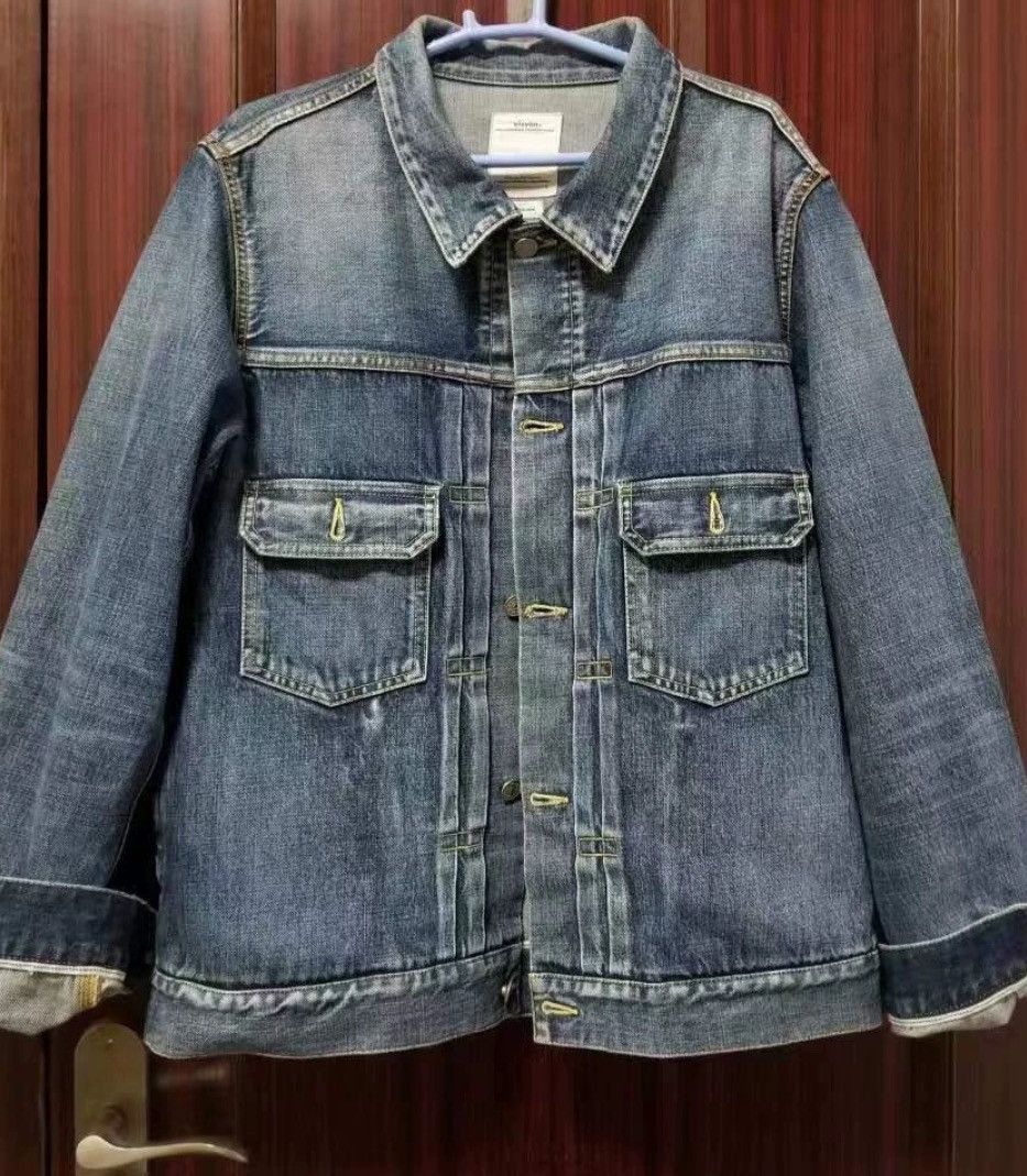 image of Visvim 20Aw 101 Wash Denim Jacket in Blue, Men's (Size XL)
