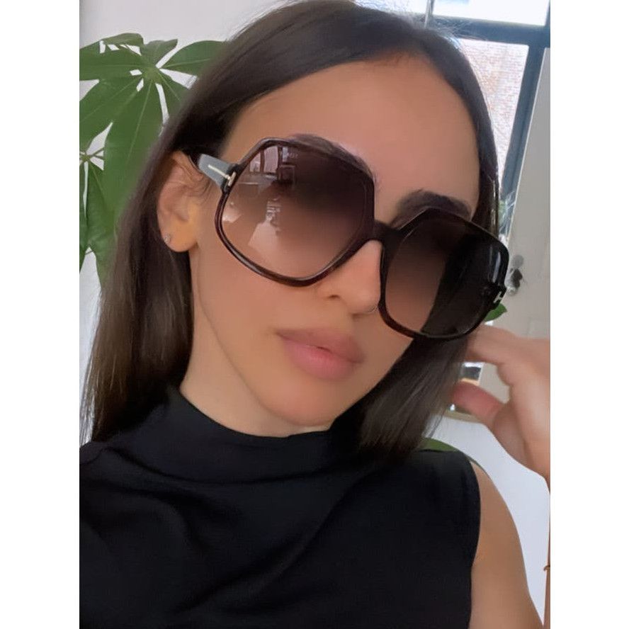 image of New Tom Ford Ft0992 Havana Brown Oversized Sunglasses, Women's
